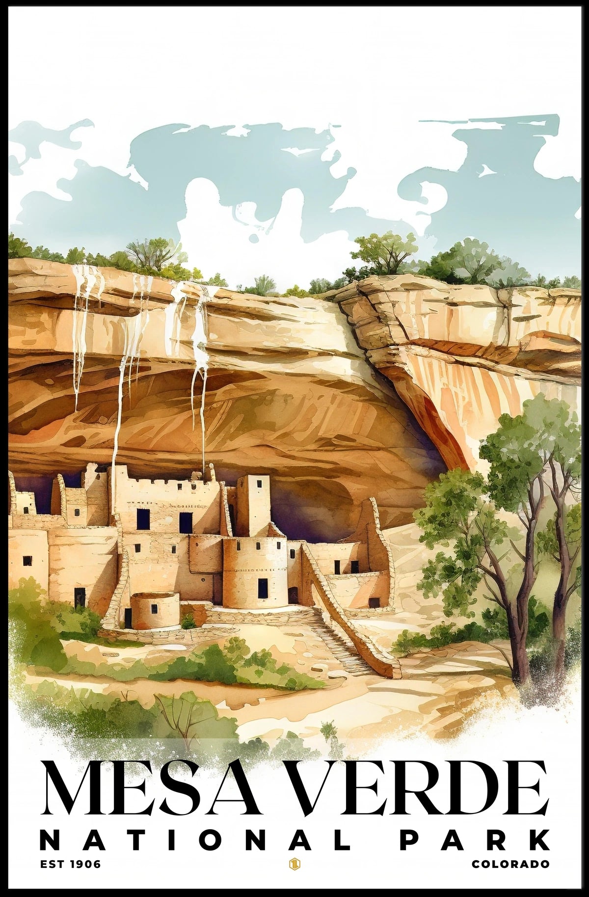 Mesa Verde Watercolor Wall Art Poster