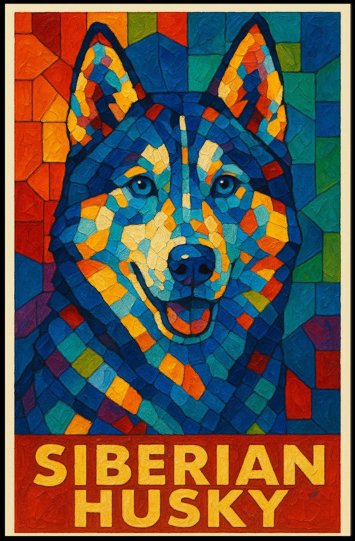 Siberian Husky Mosaic Art Poster