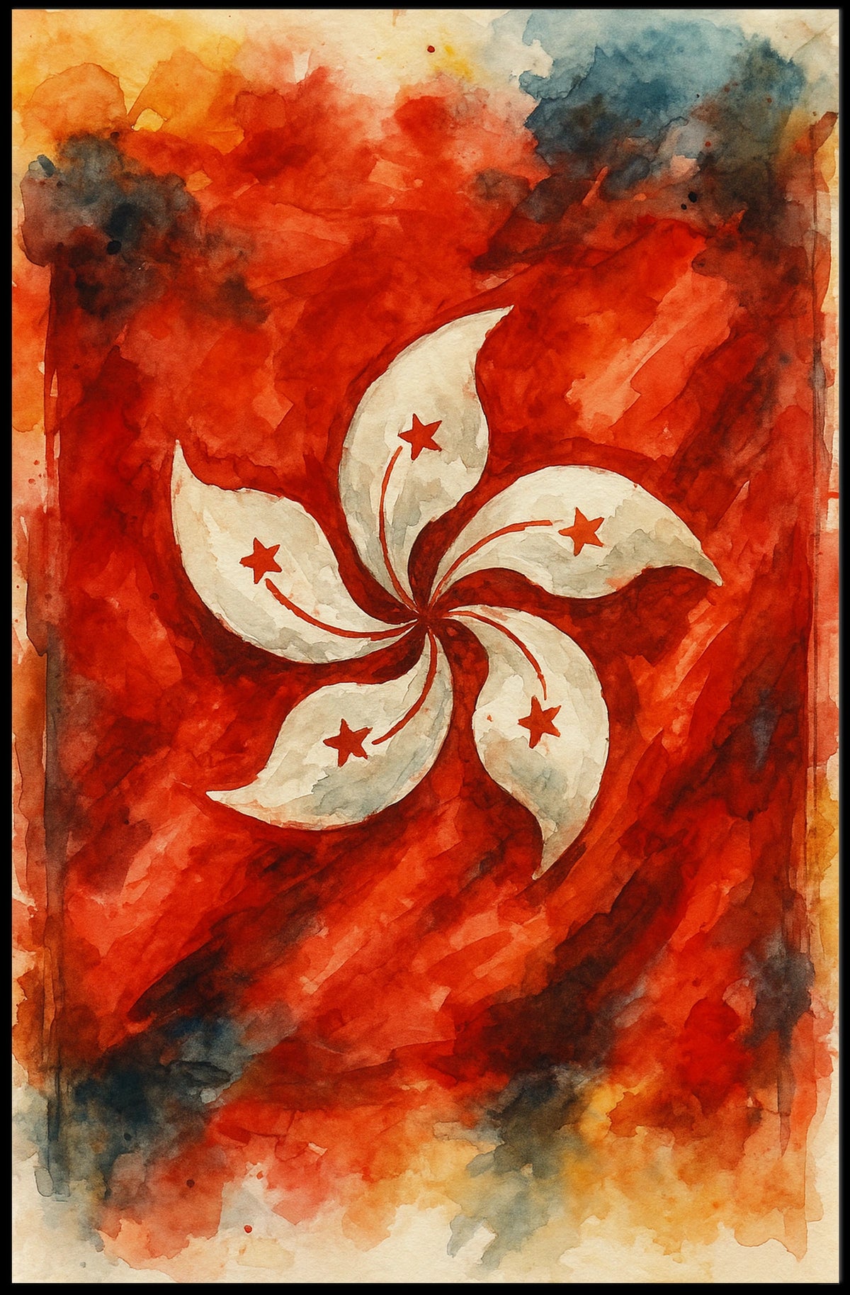 Artistic Interpretation of the Hong Kong Flag Poster