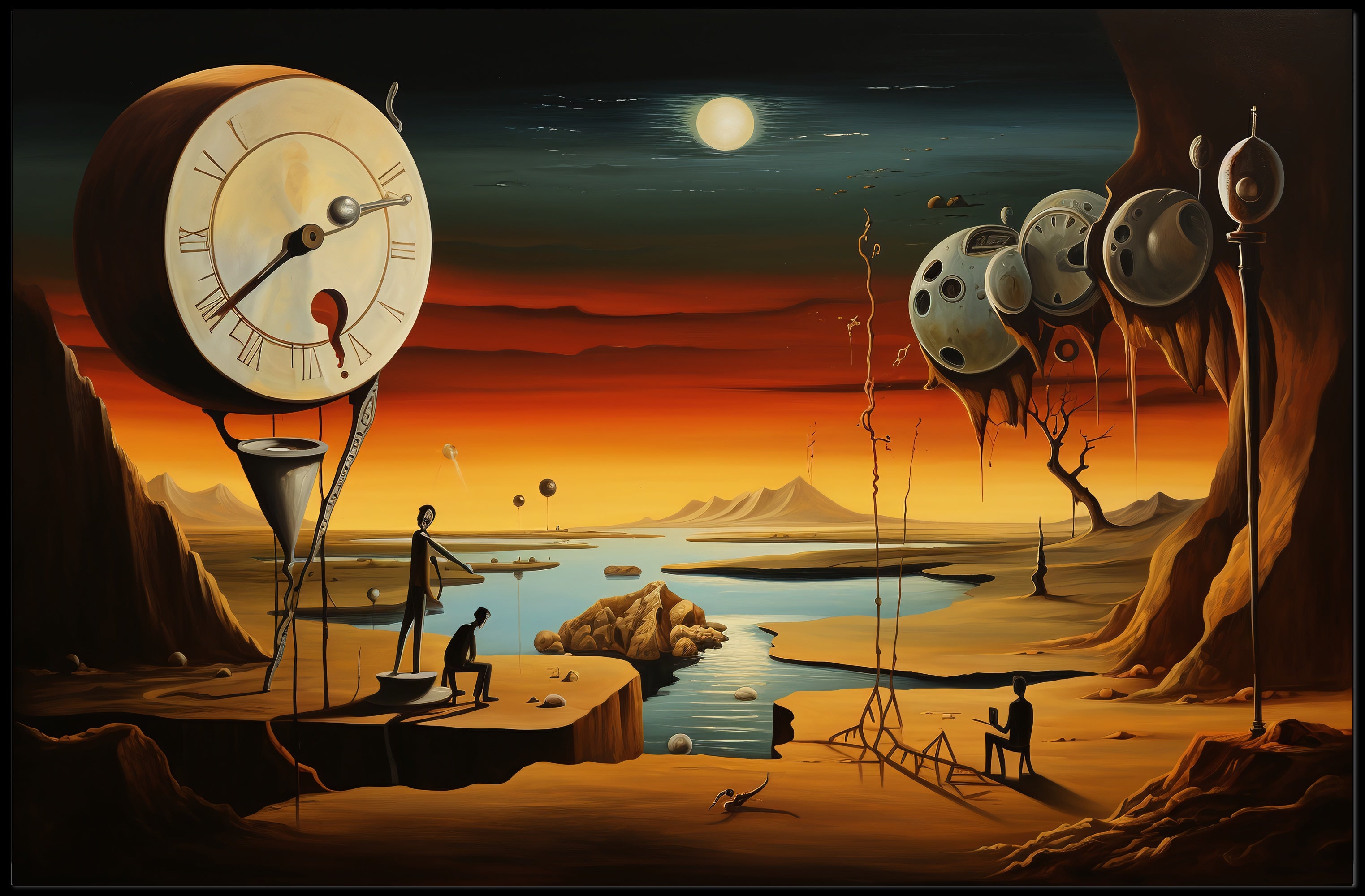 Surreal Desert Timepiece: Abstract or Artistic Poster