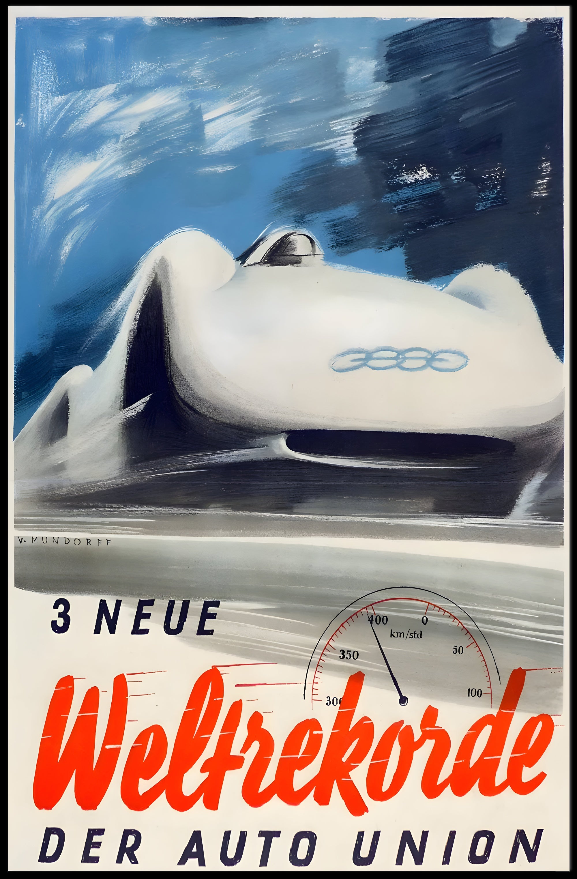 Auto Union Speed Records Poster