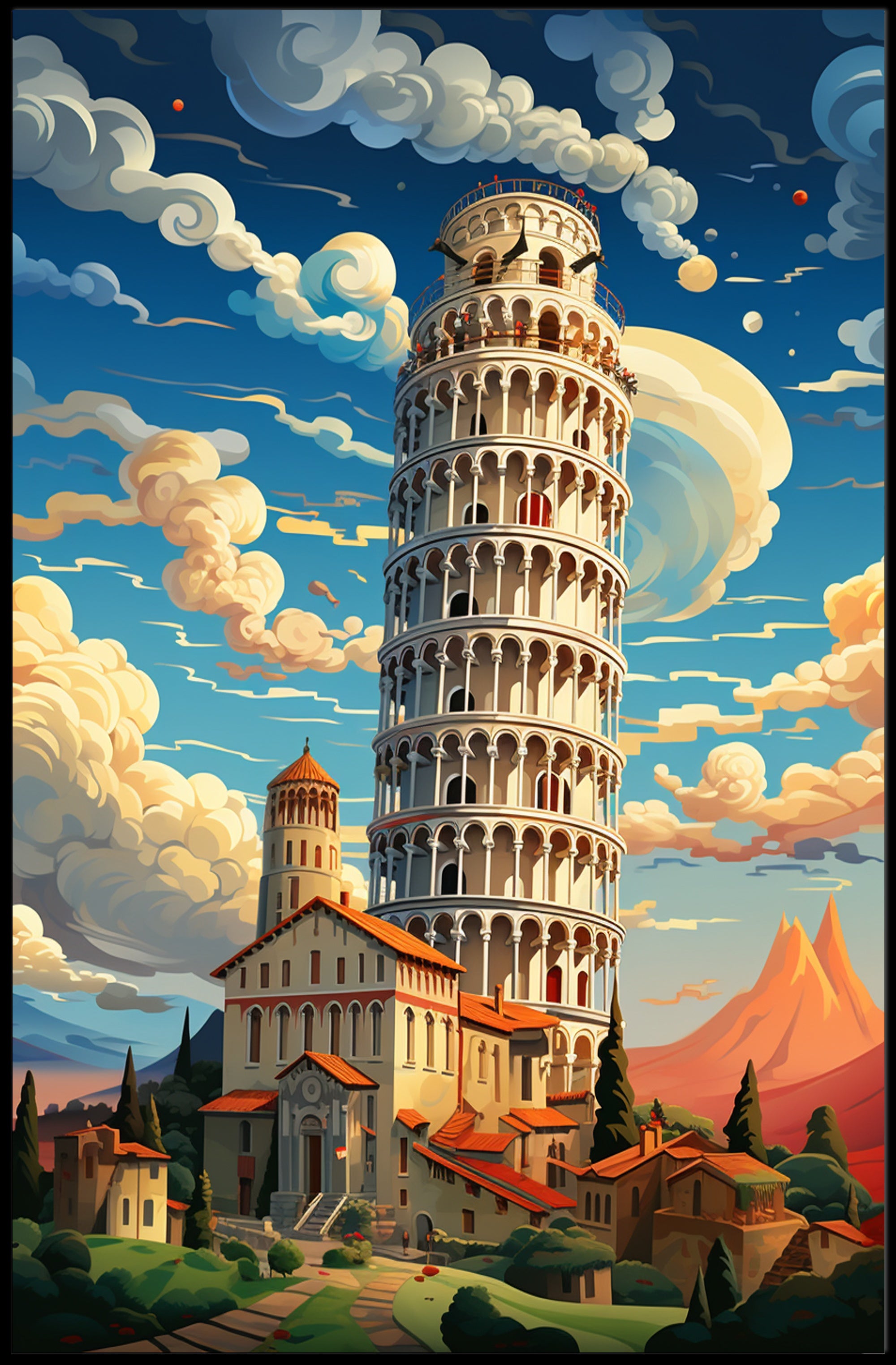 The Leaning Tower Of Pisa Artistic Poster PosterGoat