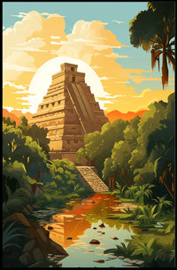 Mayan Pyramid in Lush Jungle Art Poster