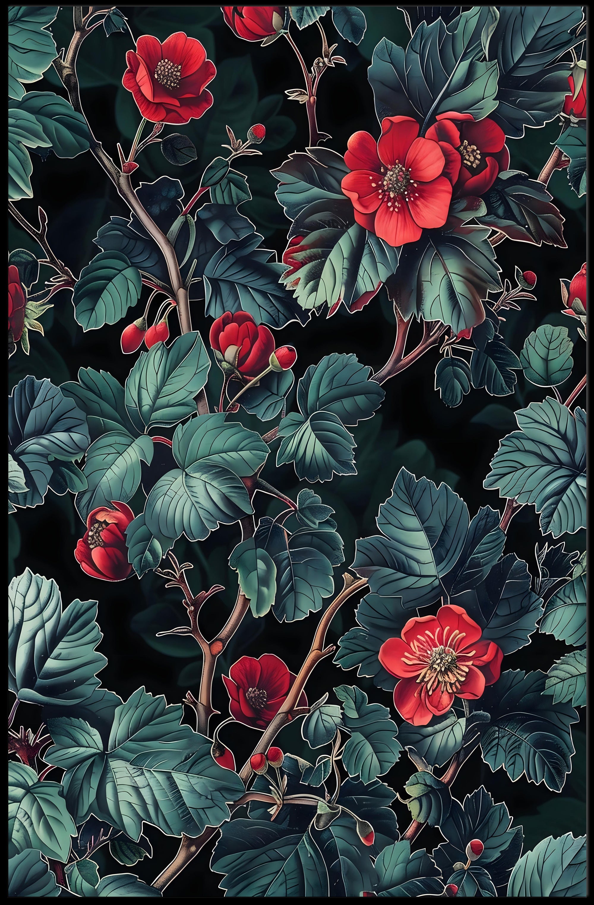 Floral Elegance Botanical Artwork: Artistic Poster