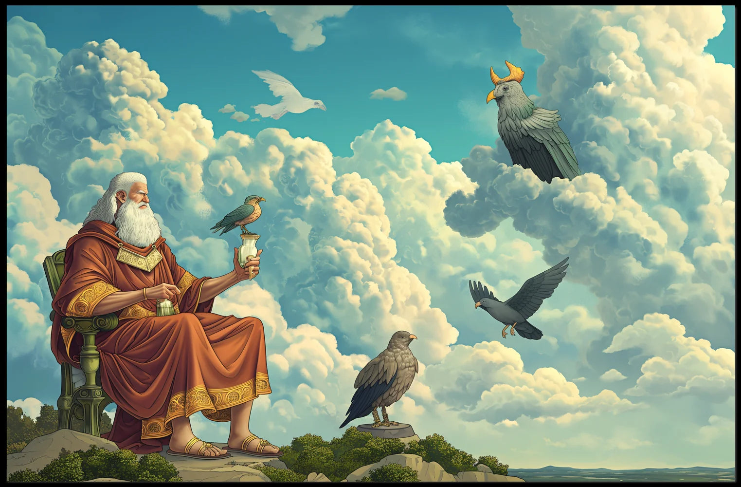 Majestic Mythical Realm Poster with Divine Elder