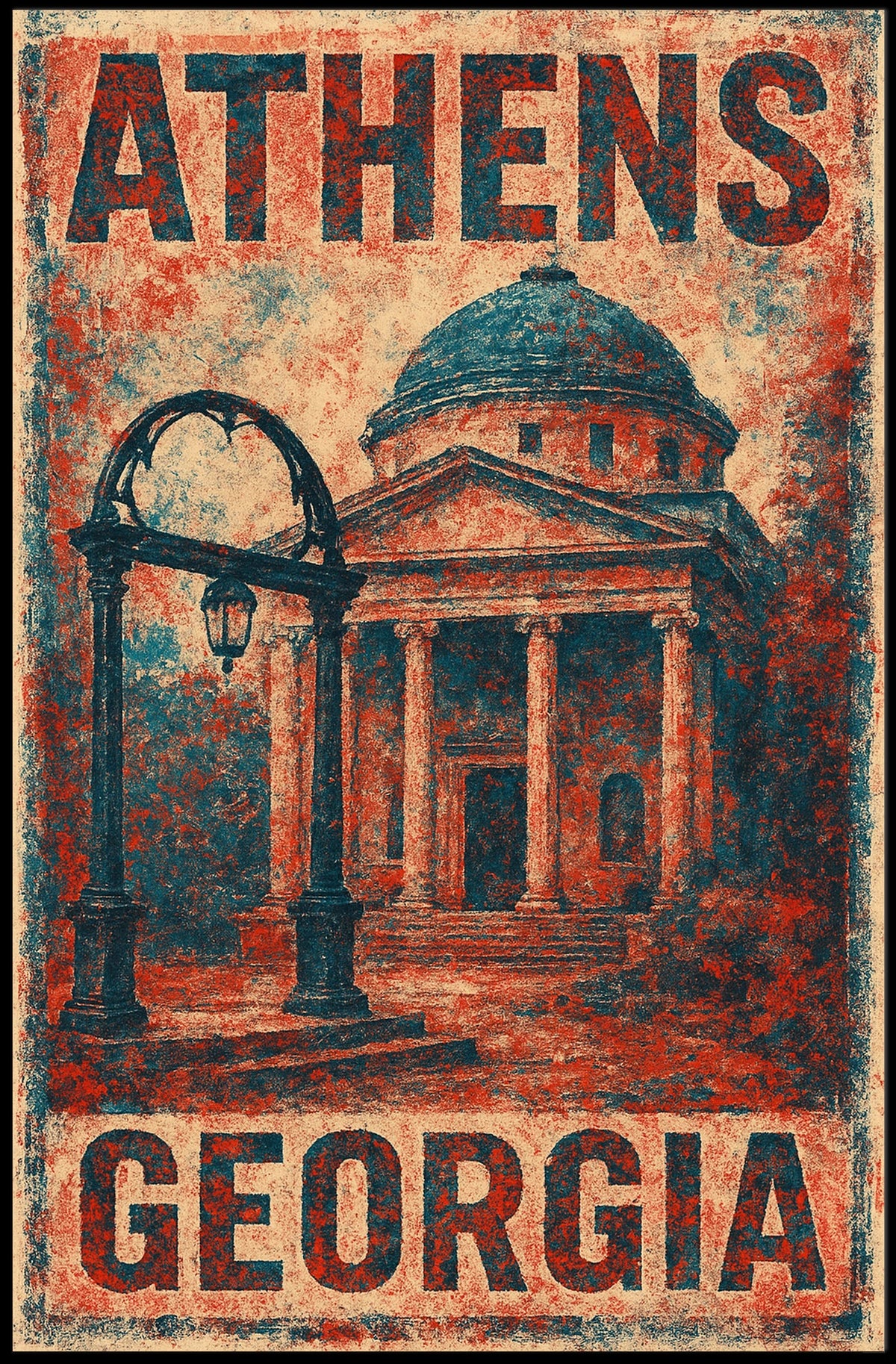 Athens, Georgia Architectural Tribute Poster