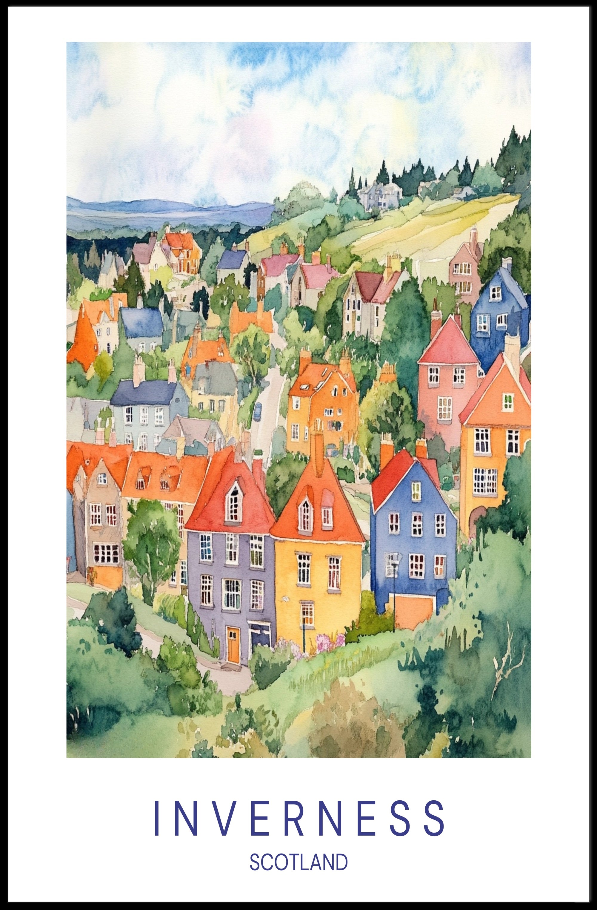 Inverness Scenic Illustration Poster PosterGoat