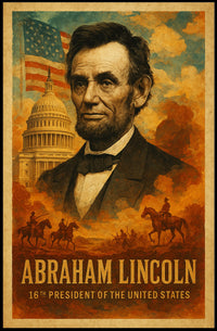 Abraham Lincoln 16th President of the United States Layered Digital Collage Poster