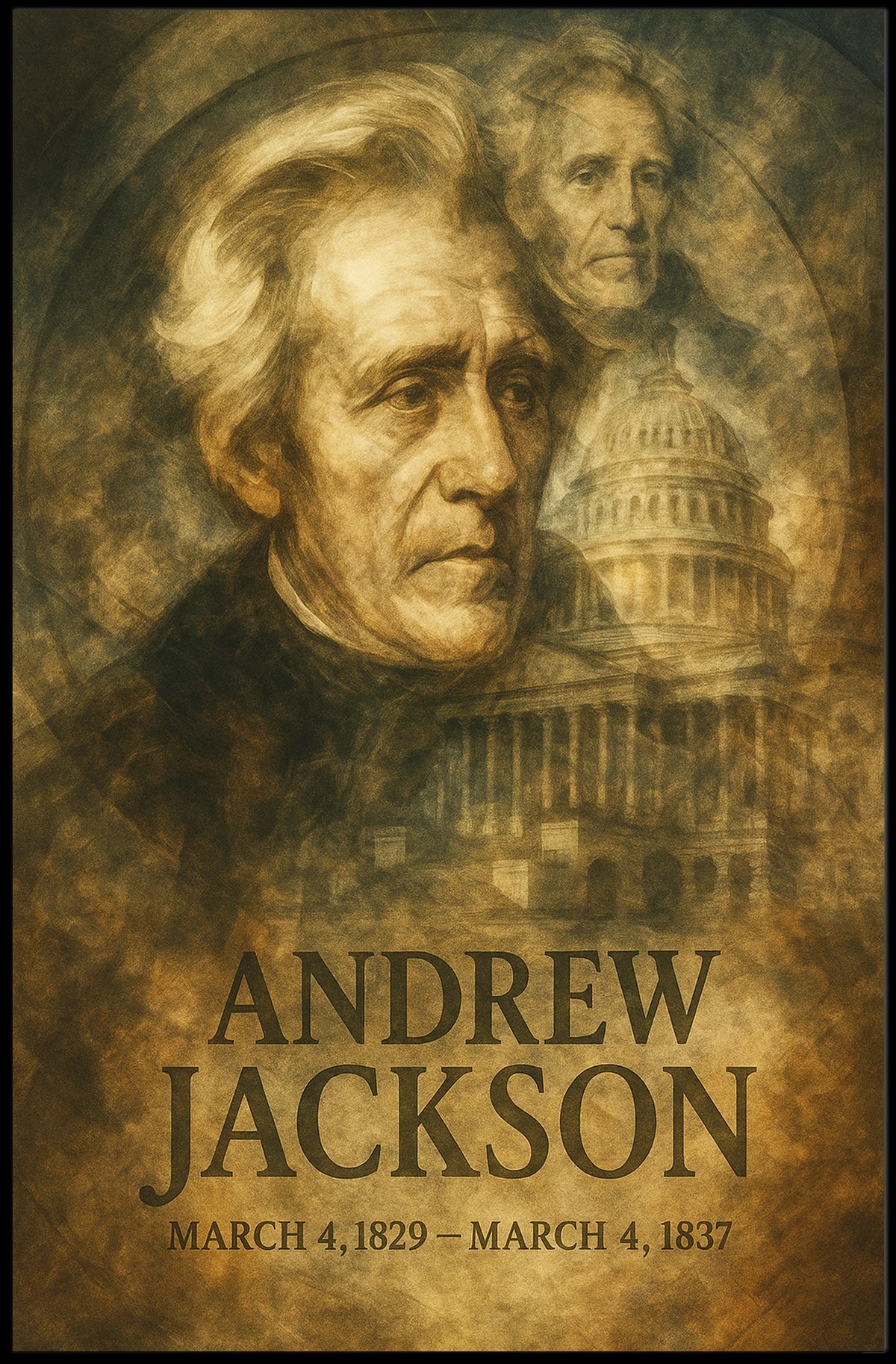 Andrew Jackson 7th President of the United States Double Exposure Poster