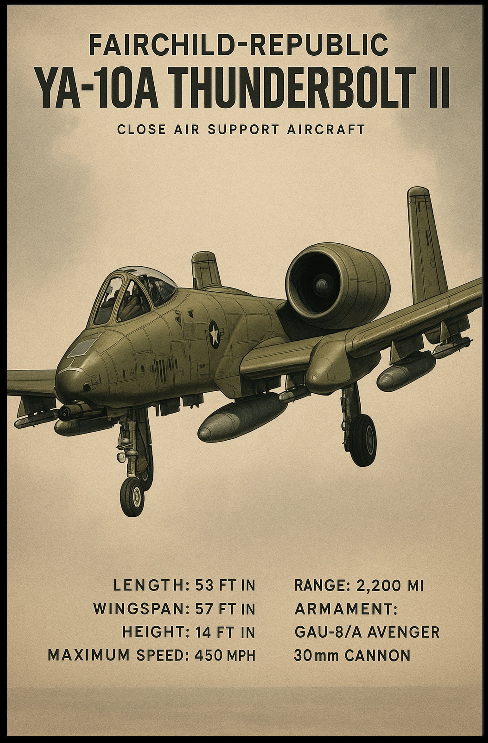 YA-10A Thunderbolt II Overview Poster PosterGoat