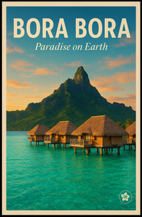 Bora Bora Vintage Travel Poster: Serene Overwater Paradise PosterGoat