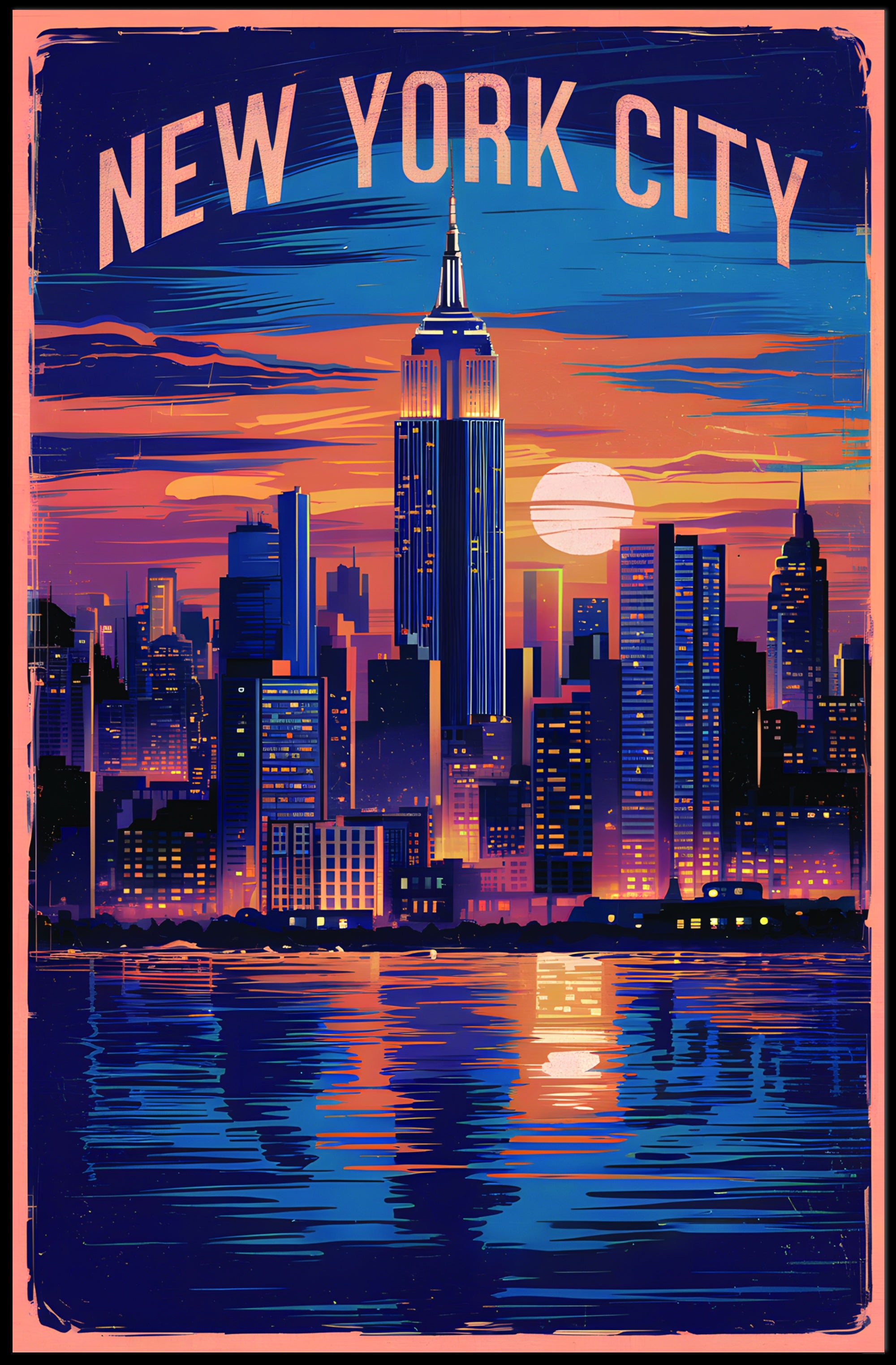 New York City Skyline at Sunset Poster