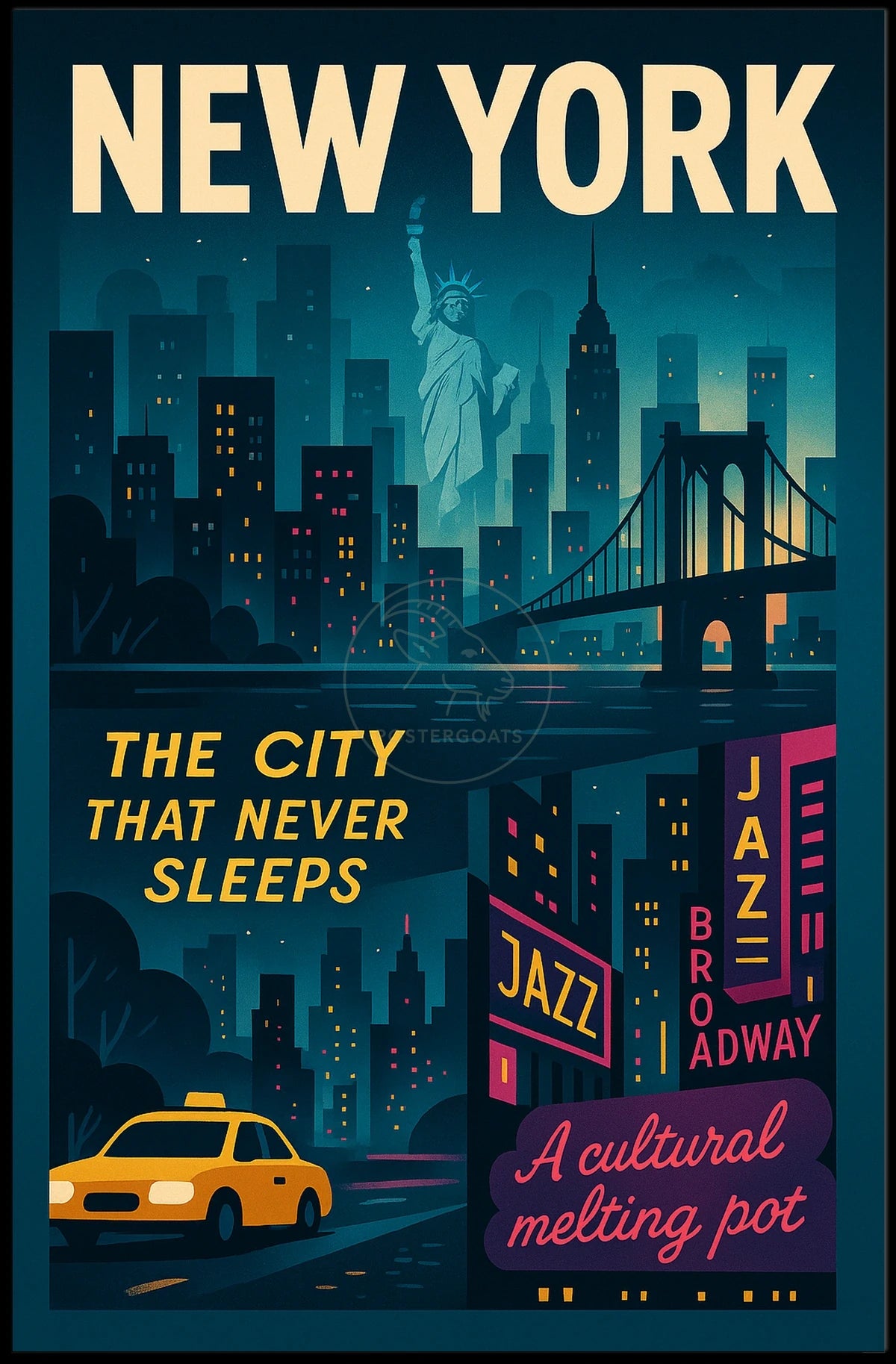 New York City Retro Travel Art Poster