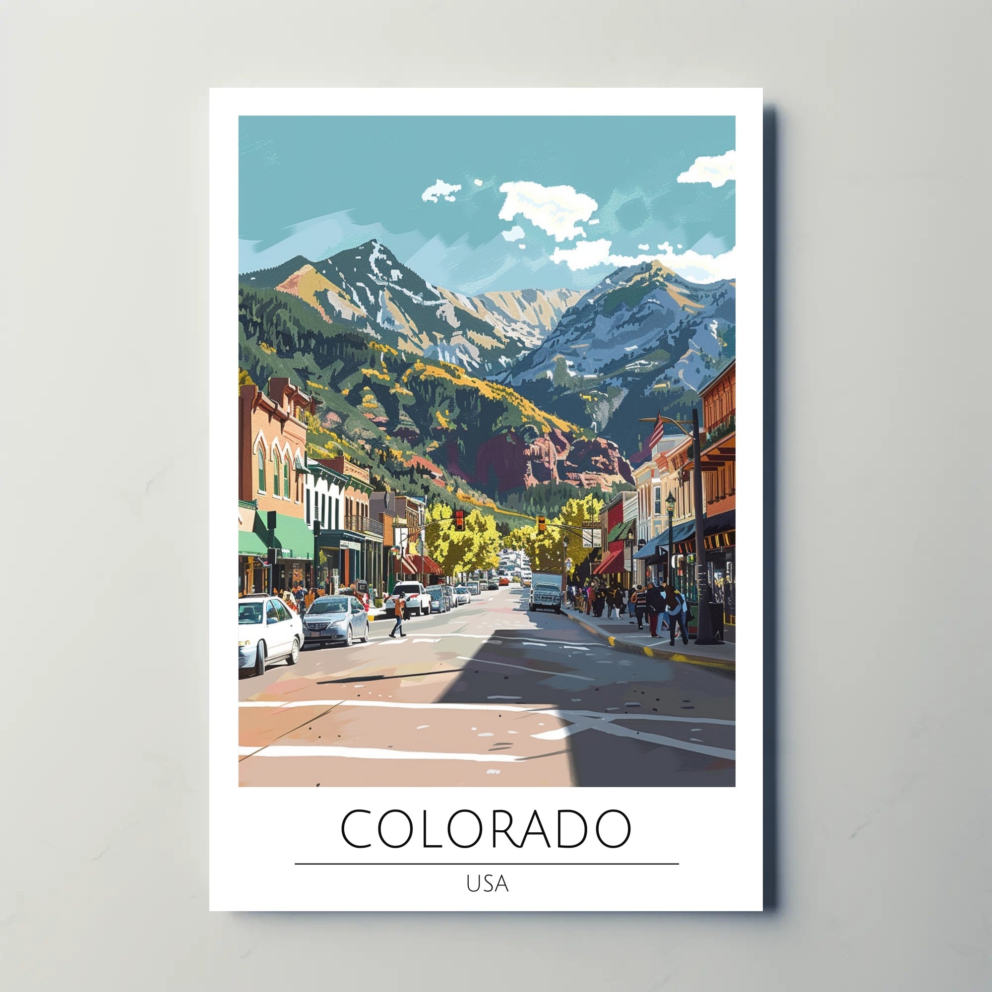 Colorado Mountain Town Scenic Vista Travel Poster