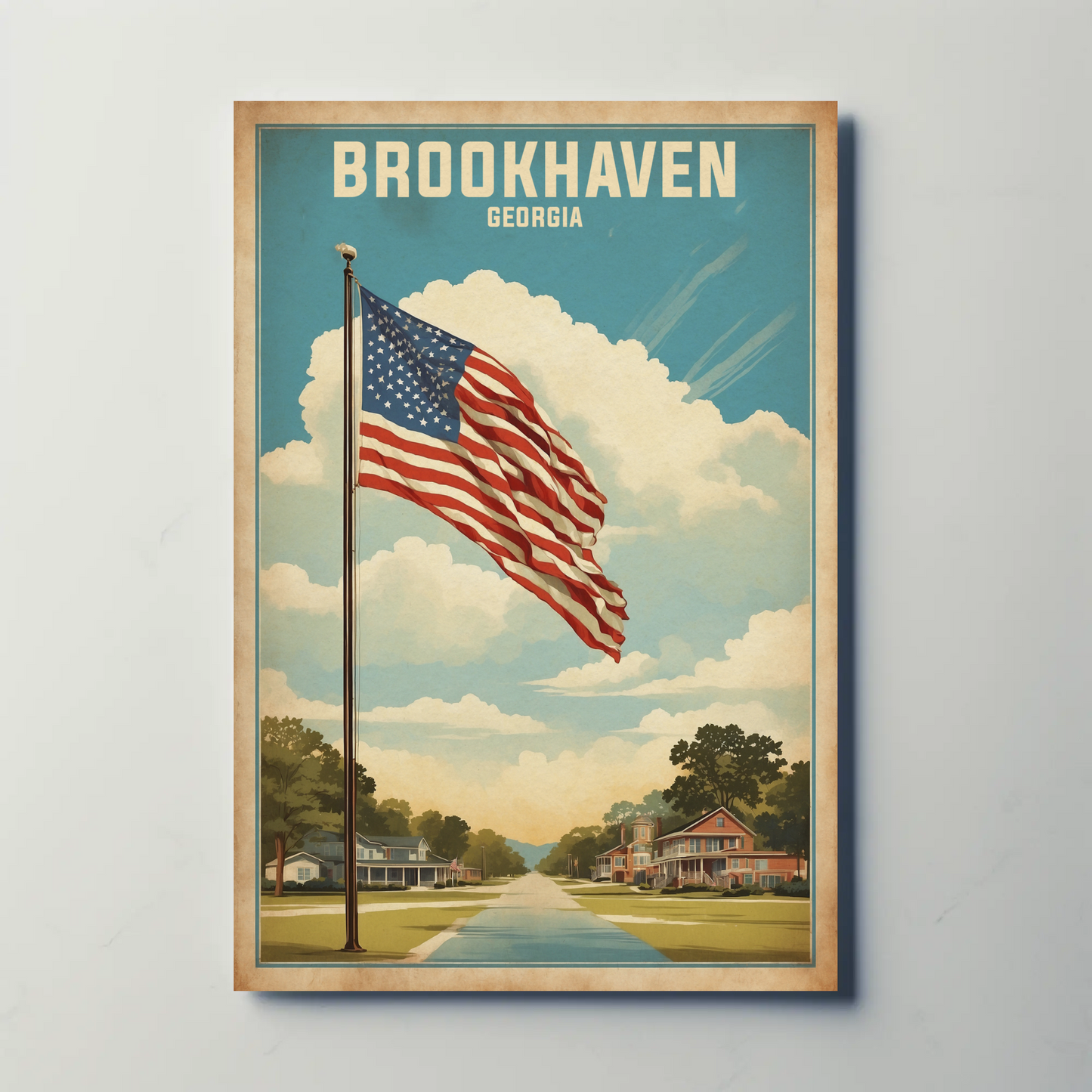 Brookhaven Georgia American Scene Art Vintage Travel Poster