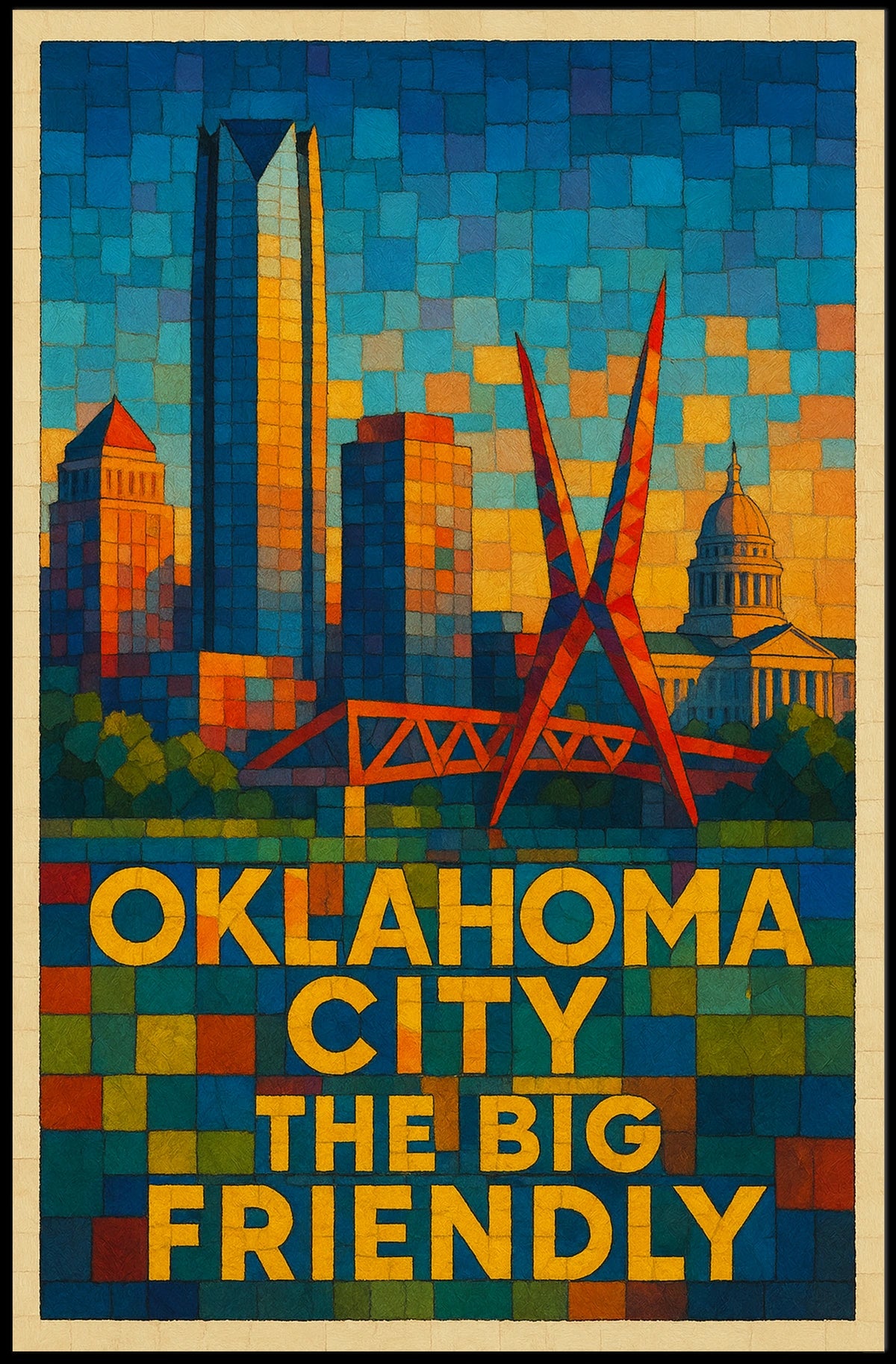 Oklahoma City The Big Friendly Poster Cityscape Wall Art