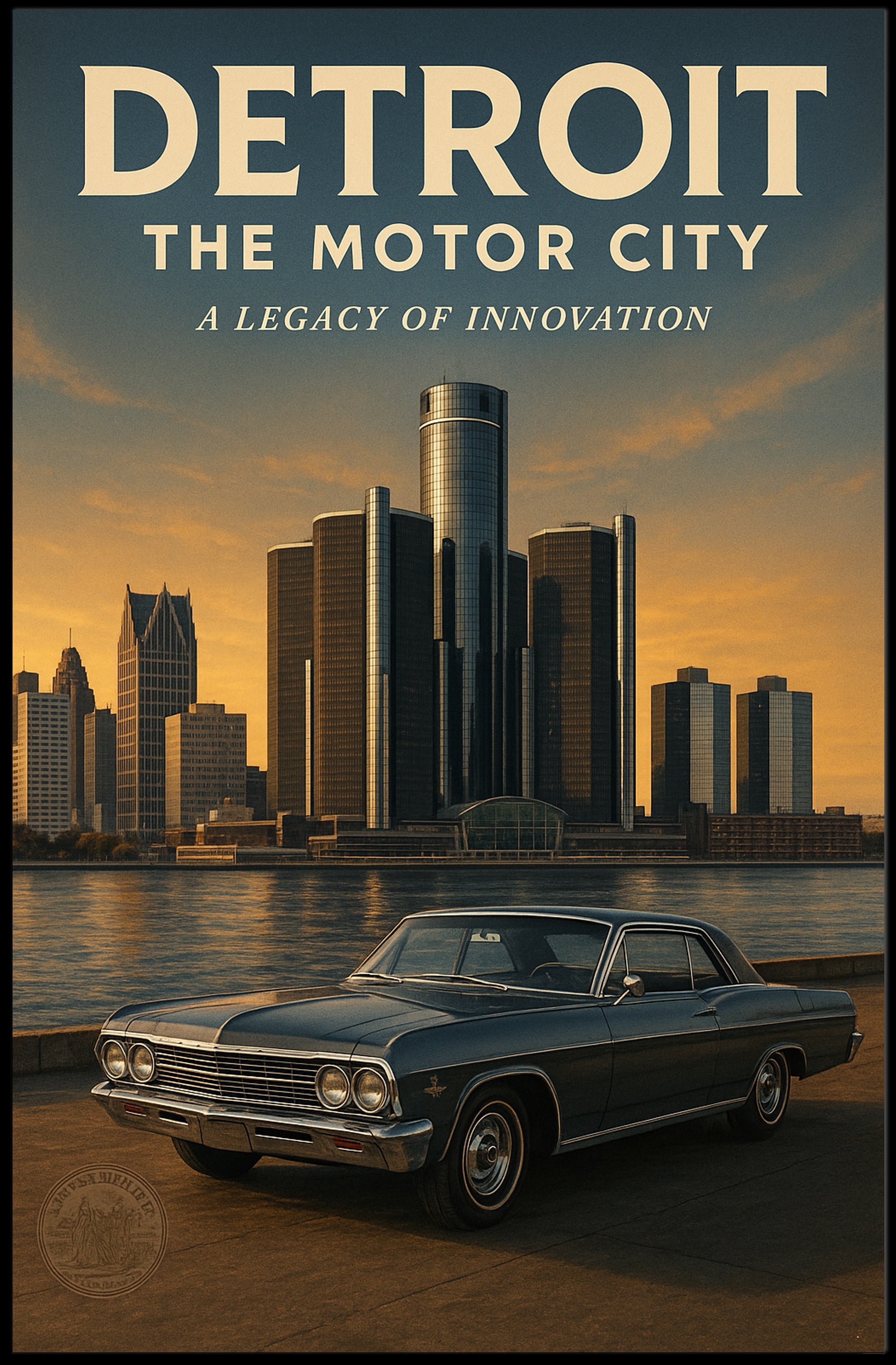 Detroit The Motor City Vintage Poster Print PosterGoat