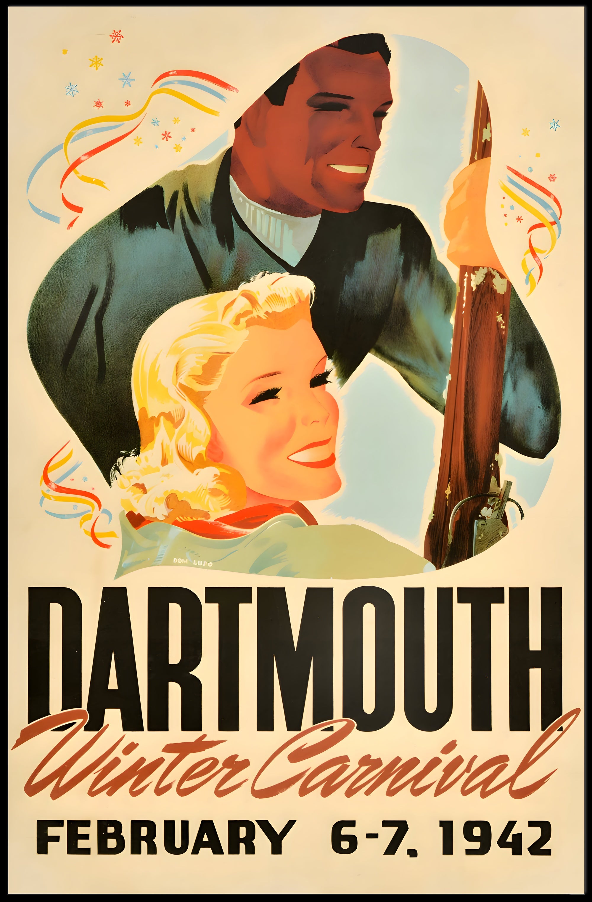Dartmouth 1942 Vintage Winter Carnival Sports Poster PosterGoat