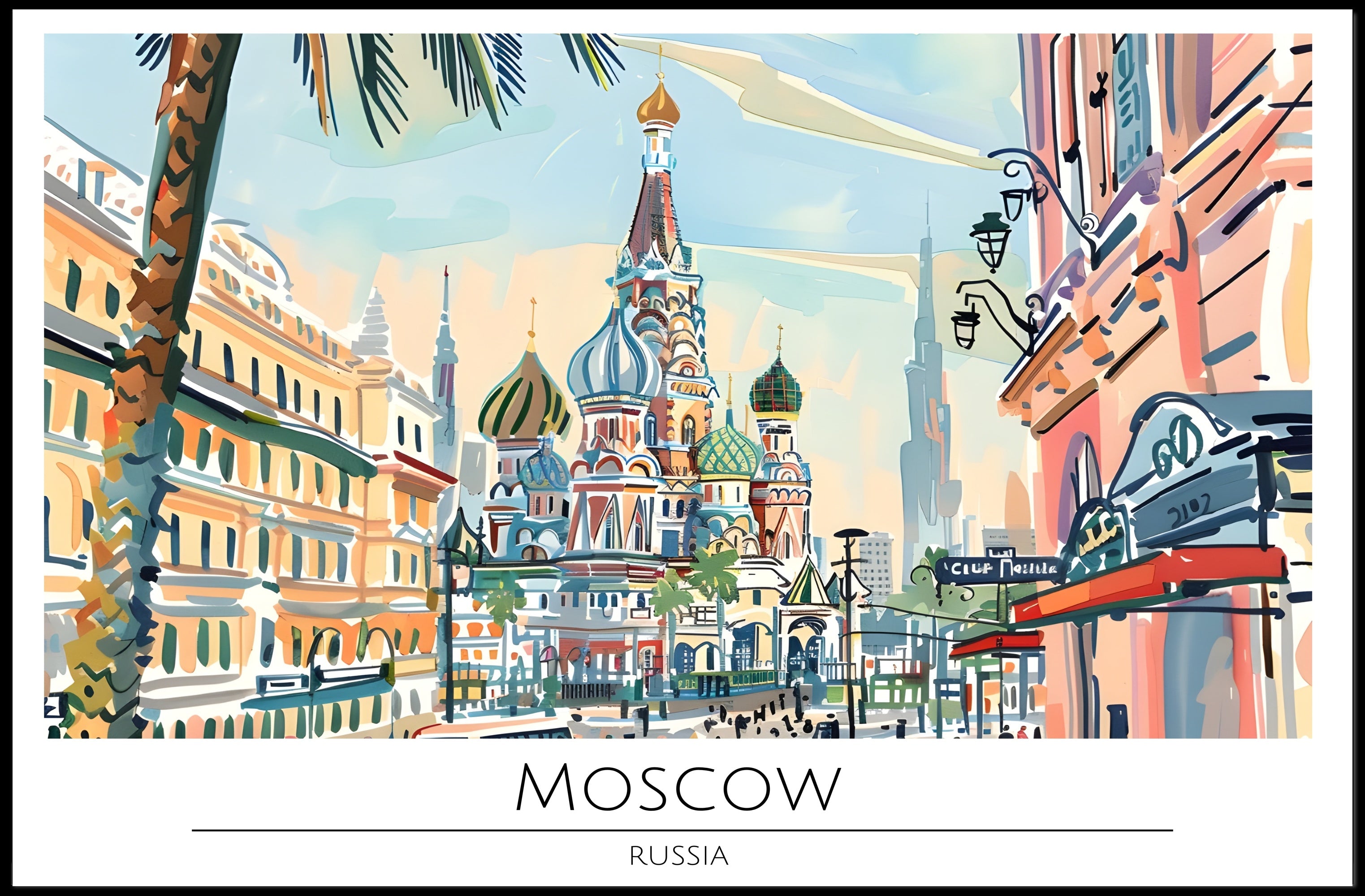 Vibrant Moscow Illustration Poster PosterGoat