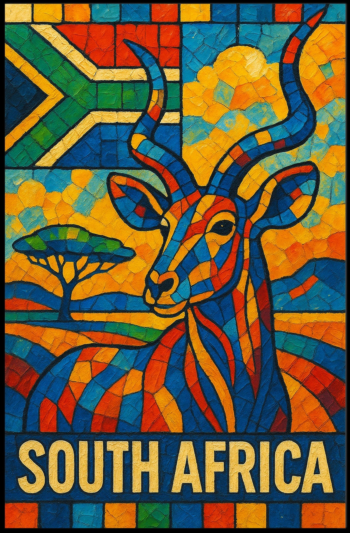 South Africa Vibrant Wildlife Poster