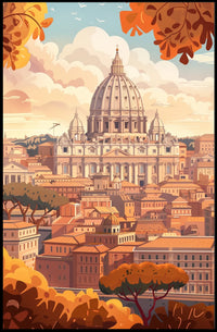 Rome's Iconic Autumn Cityscape Art Poster