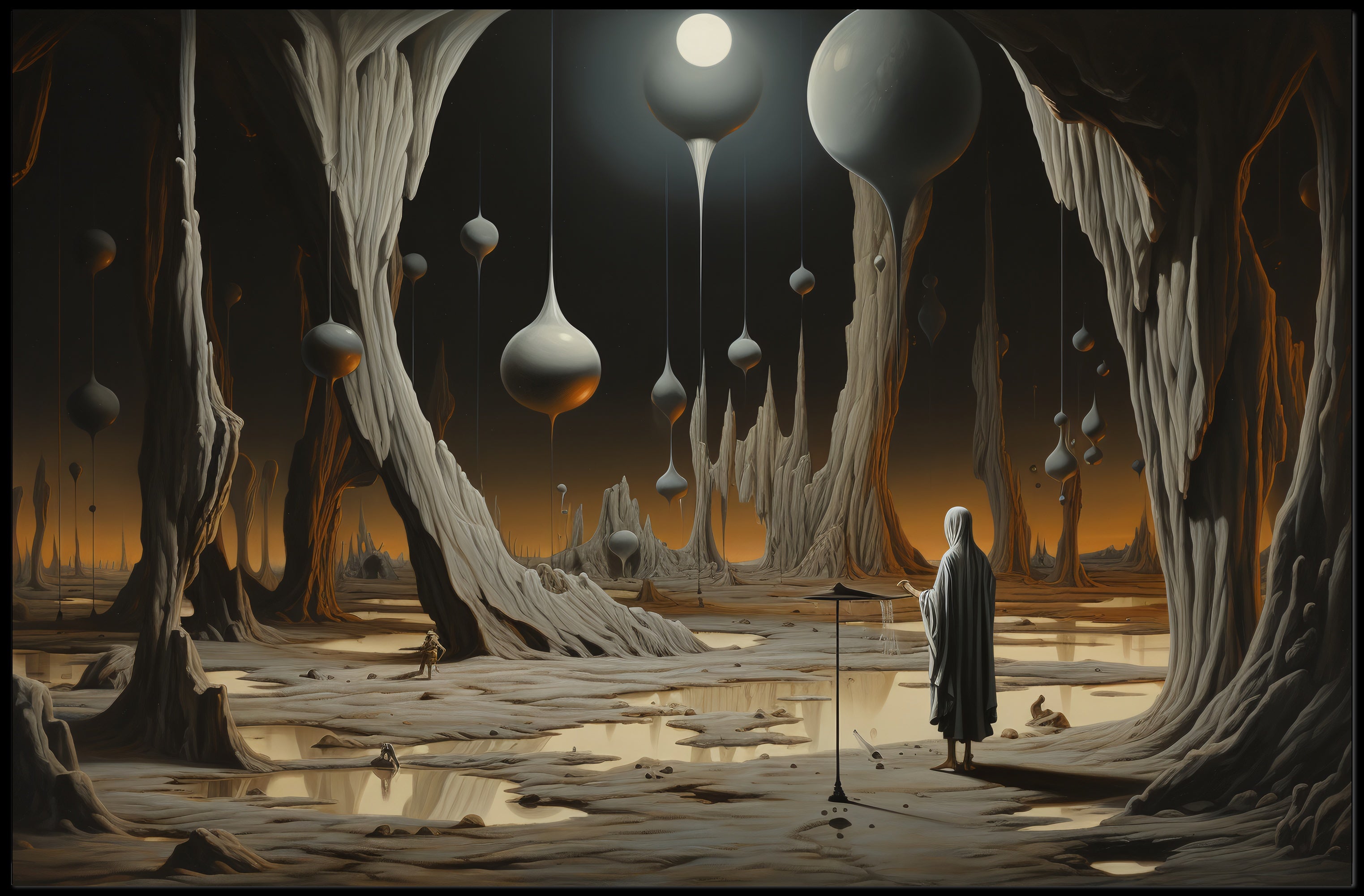 Surreal Landscape with Cloaked Figure Fantasy or Mythology Poster