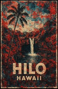 Hilo Hawaii Nostalgic Vintage Travel Poster
