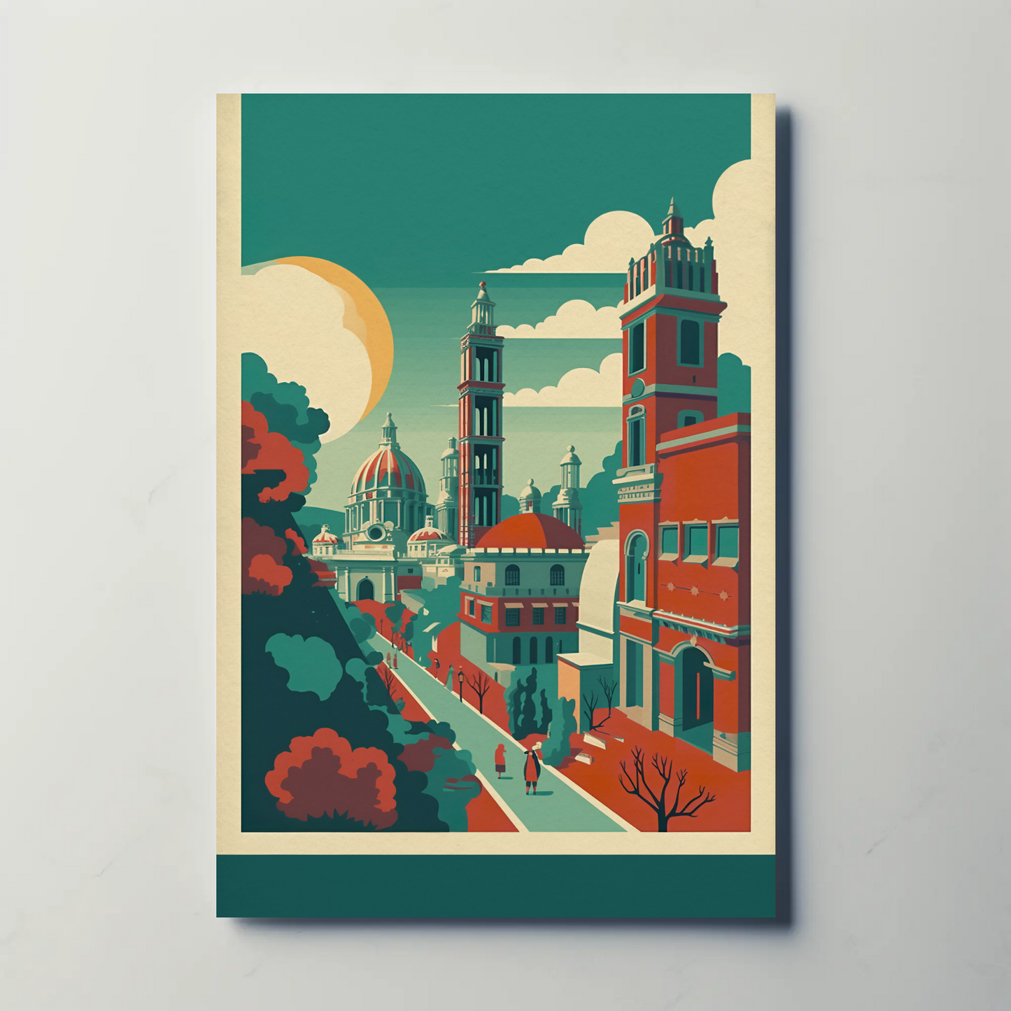 Historic European Architecture Courtyard Walk Vintage Travel Poster