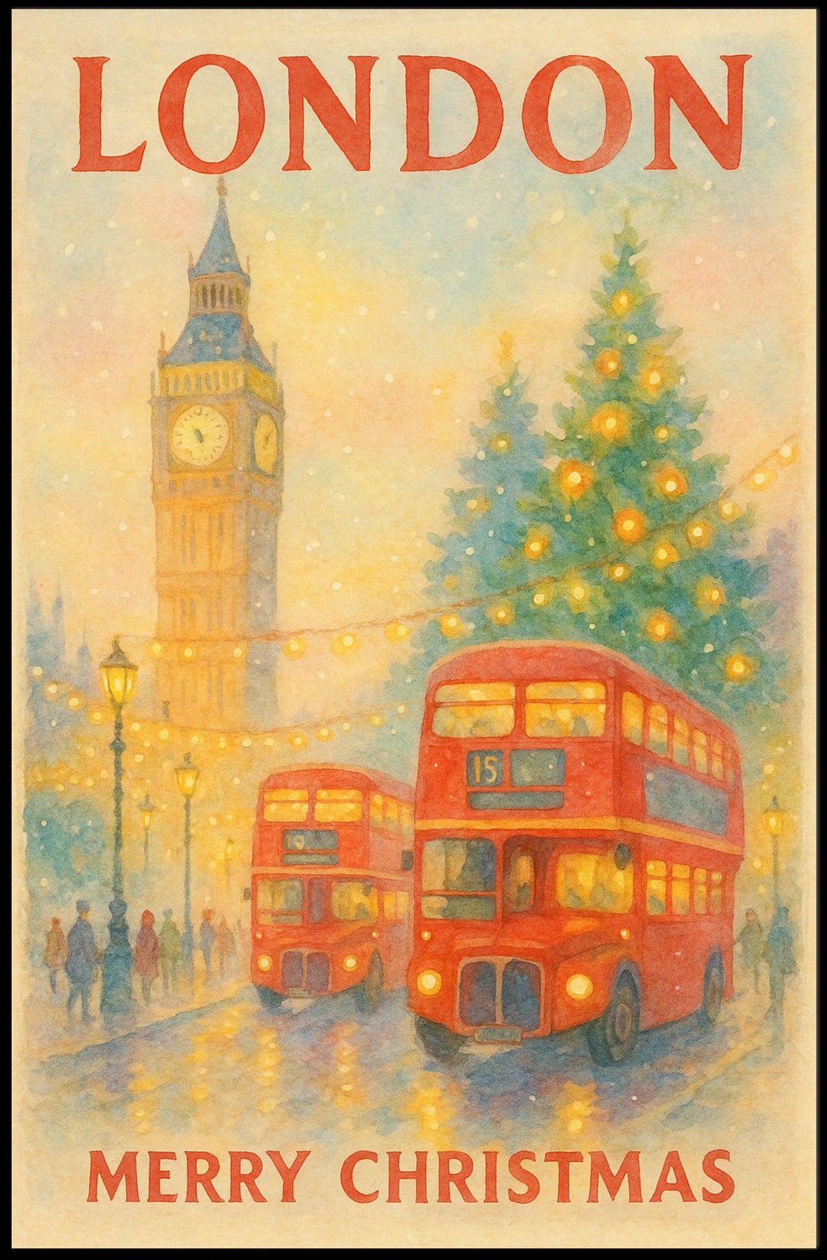 London Christmas Scene Poster