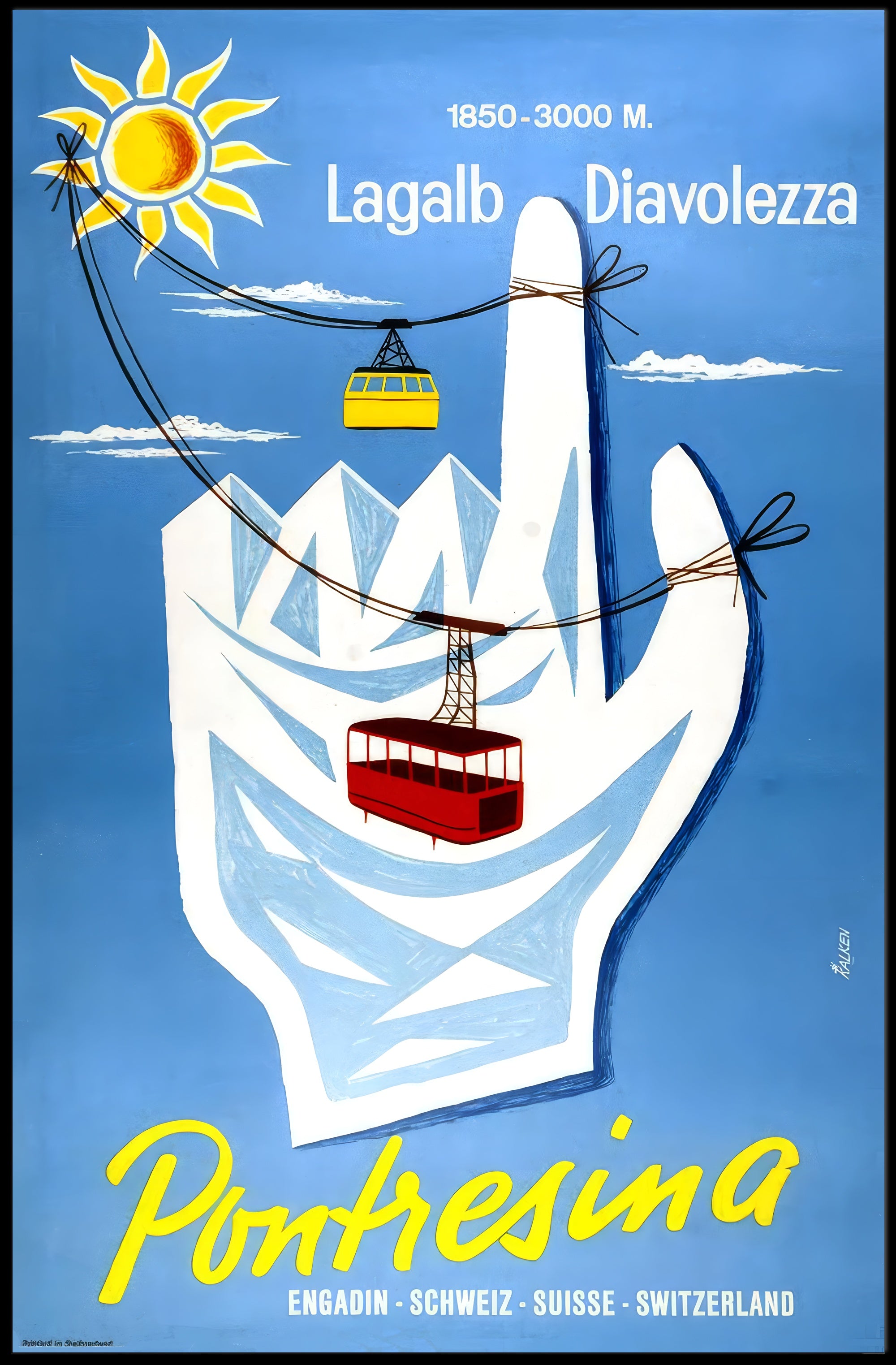 Pontresina Mountain Cable Cars Poster PosterGoat