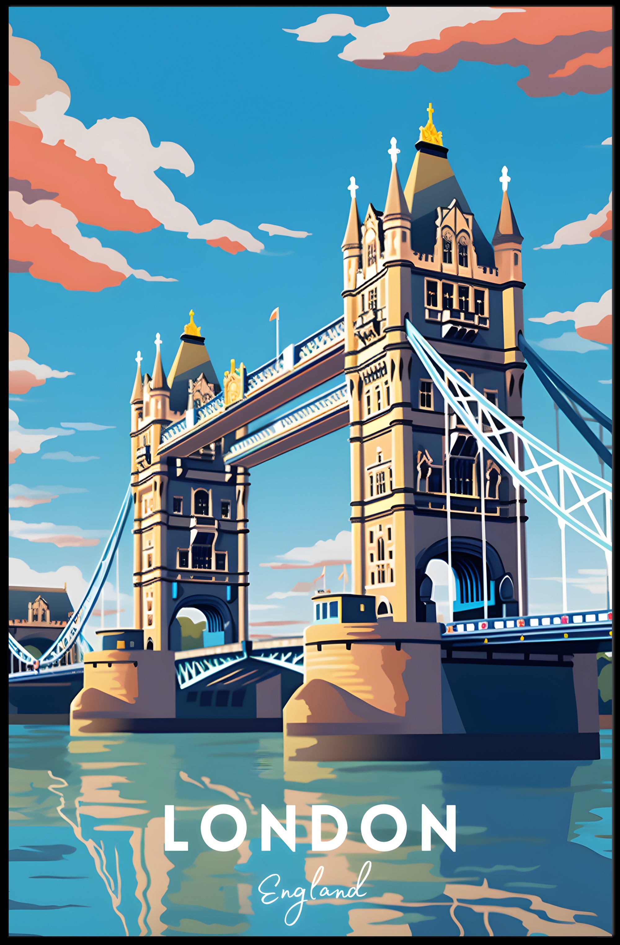 London Tower Bridge Travel Poster