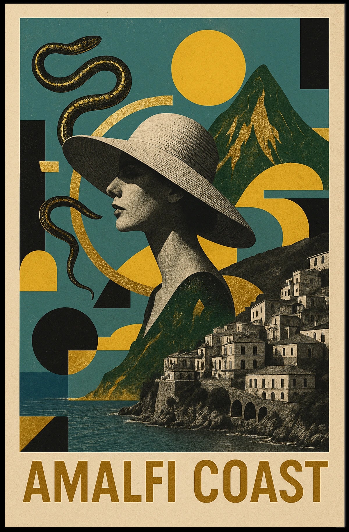 Amalfi Coast Dreamscape Poster Wall Art 18x24 Inches