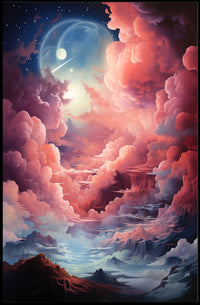 Dreamlike Dual-Moon Landscape Futuristic Sci-Fi Poster