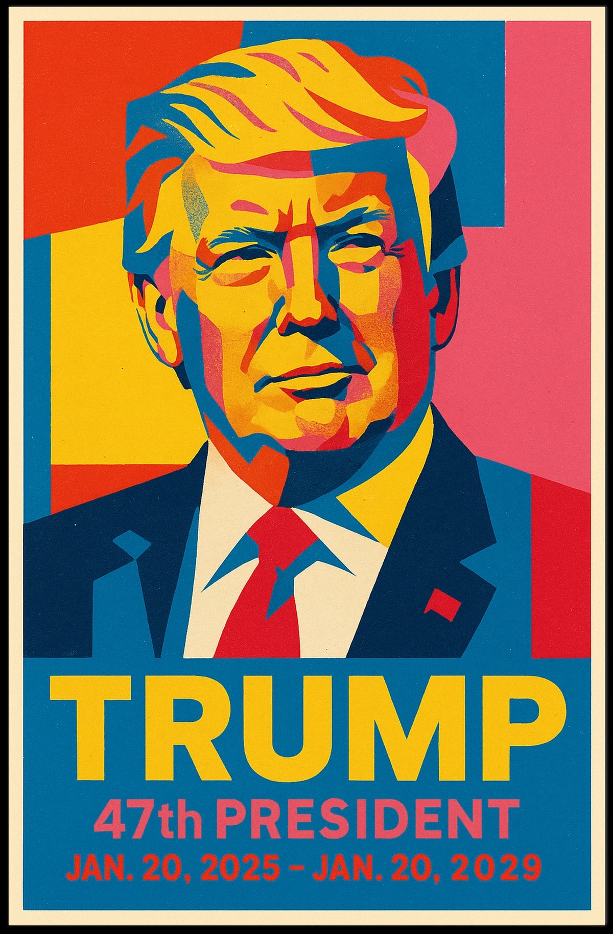Donald Trump A Modern Icon in Primary Colors Poster