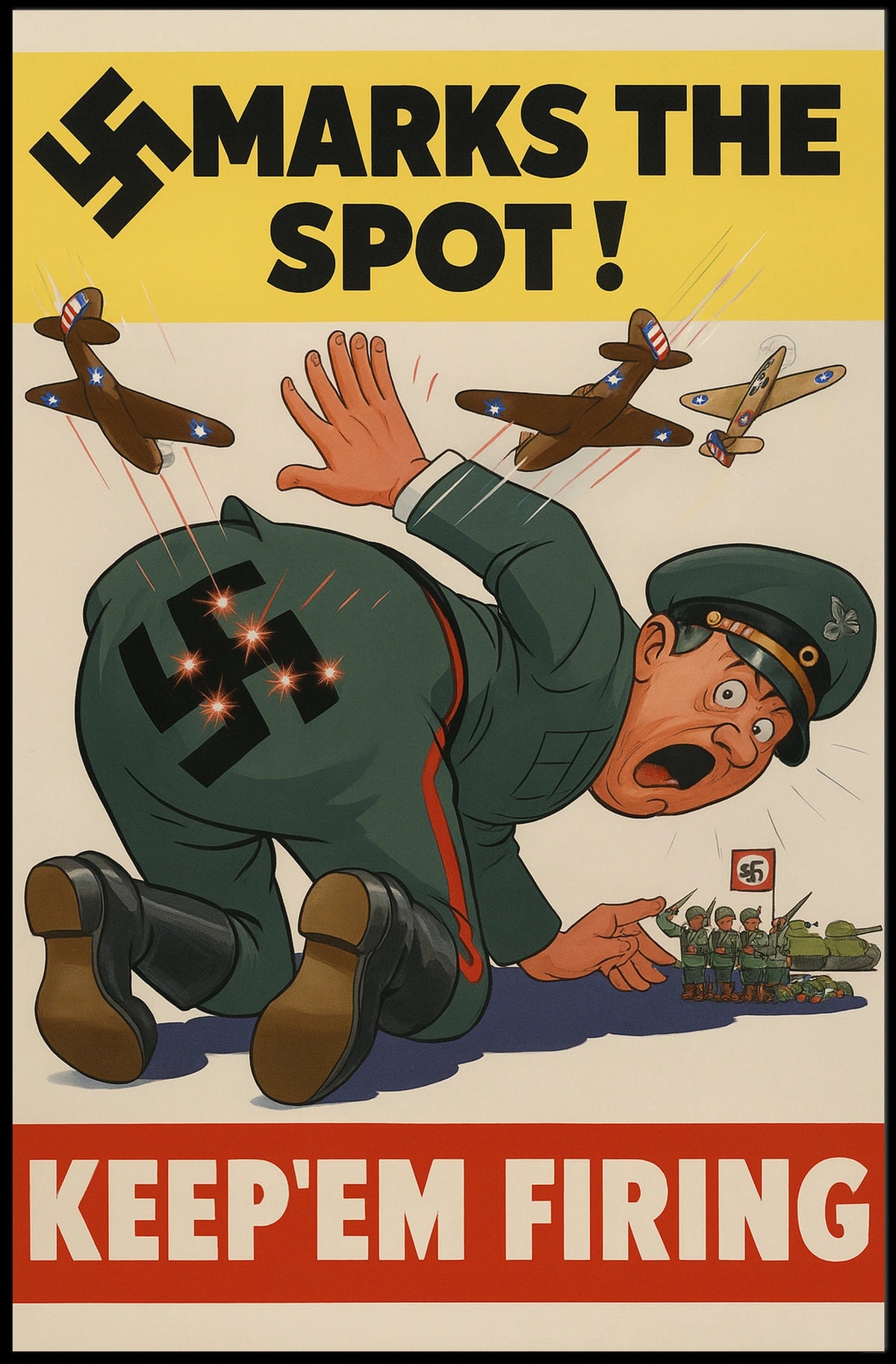 KEEP'EM FIRING WWII Propaganda Patriotic Poster