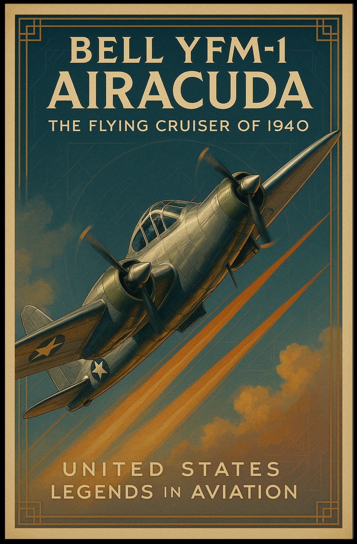 Bell YFM-1 Airacuda Vintage Aviation Poster Print