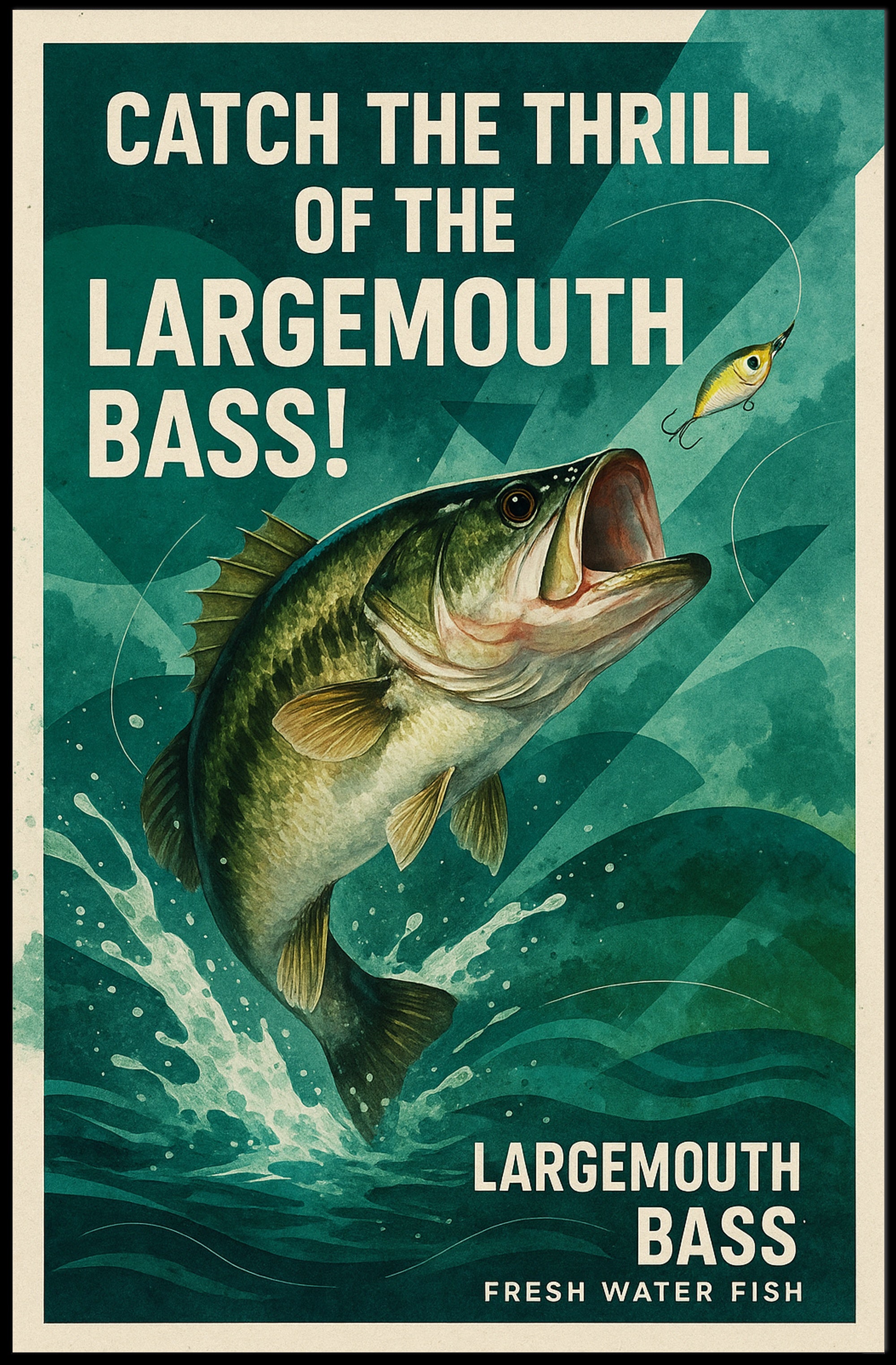 Fishing Adventure Largemouth Bass Sports Poster
