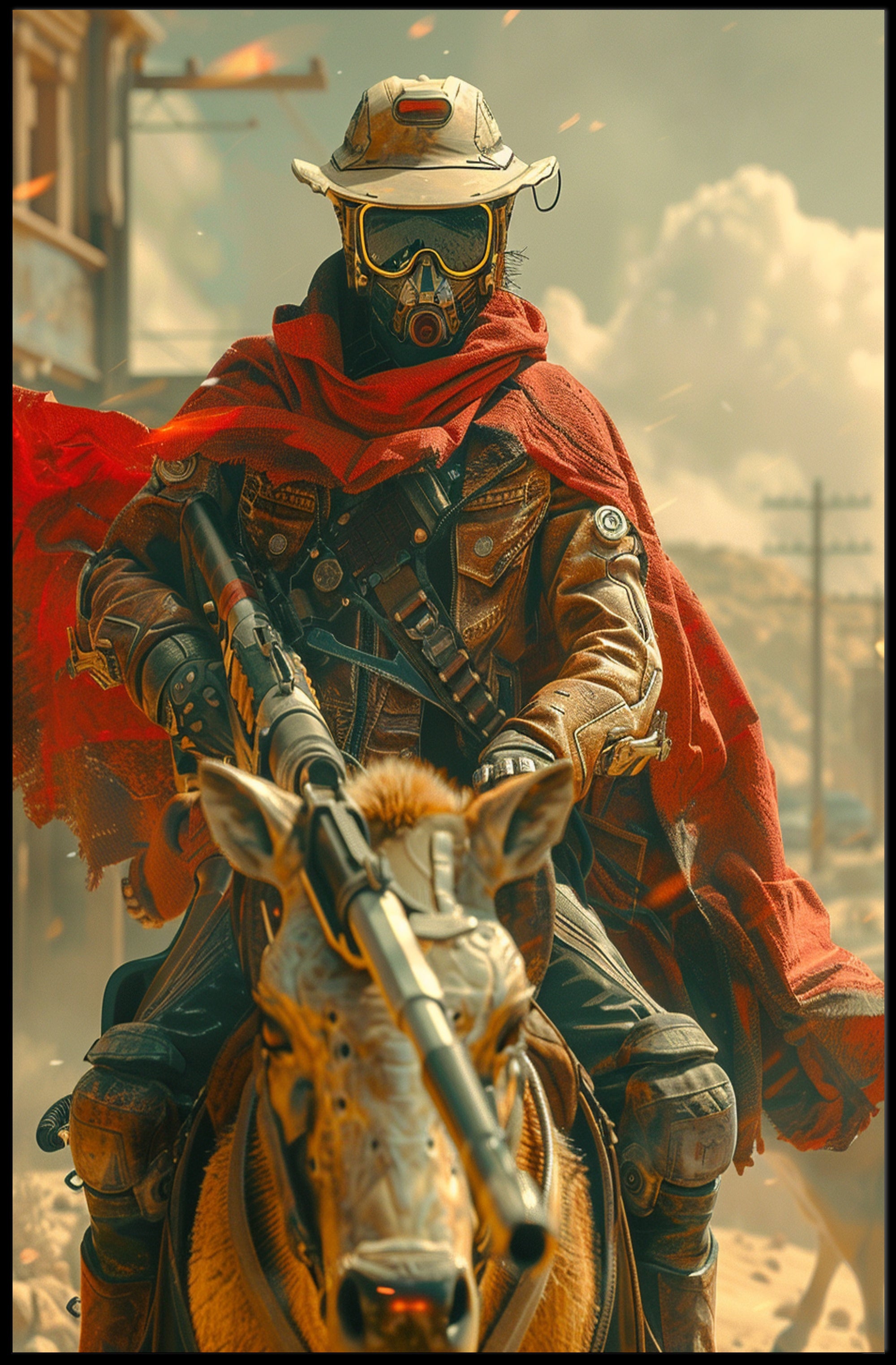 Futuristic Dystopian Horse Rider Poster Art Print PosterGoat