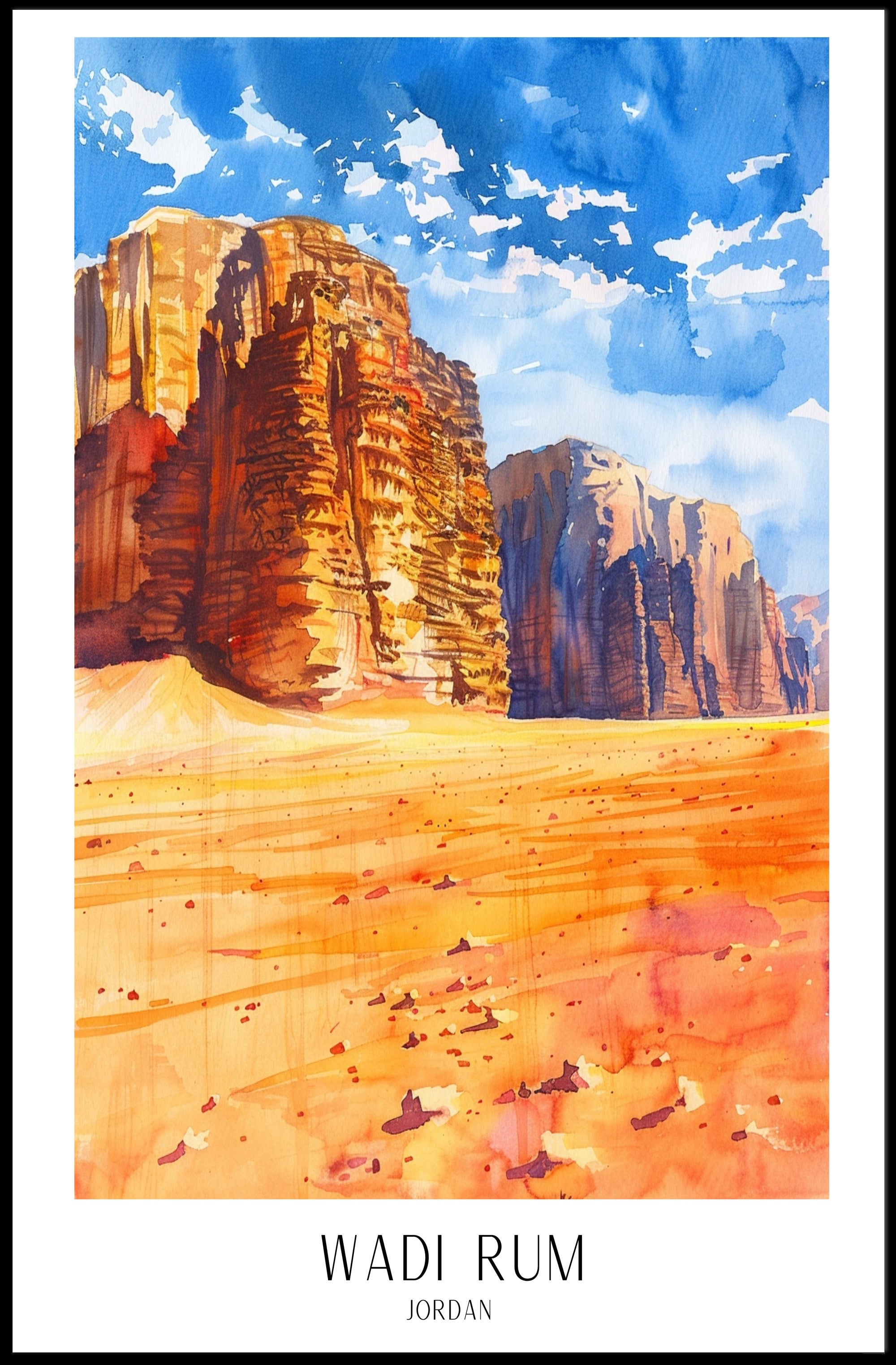 Wadi Rum Adventure in Colorful Travel Poster PosterGoat