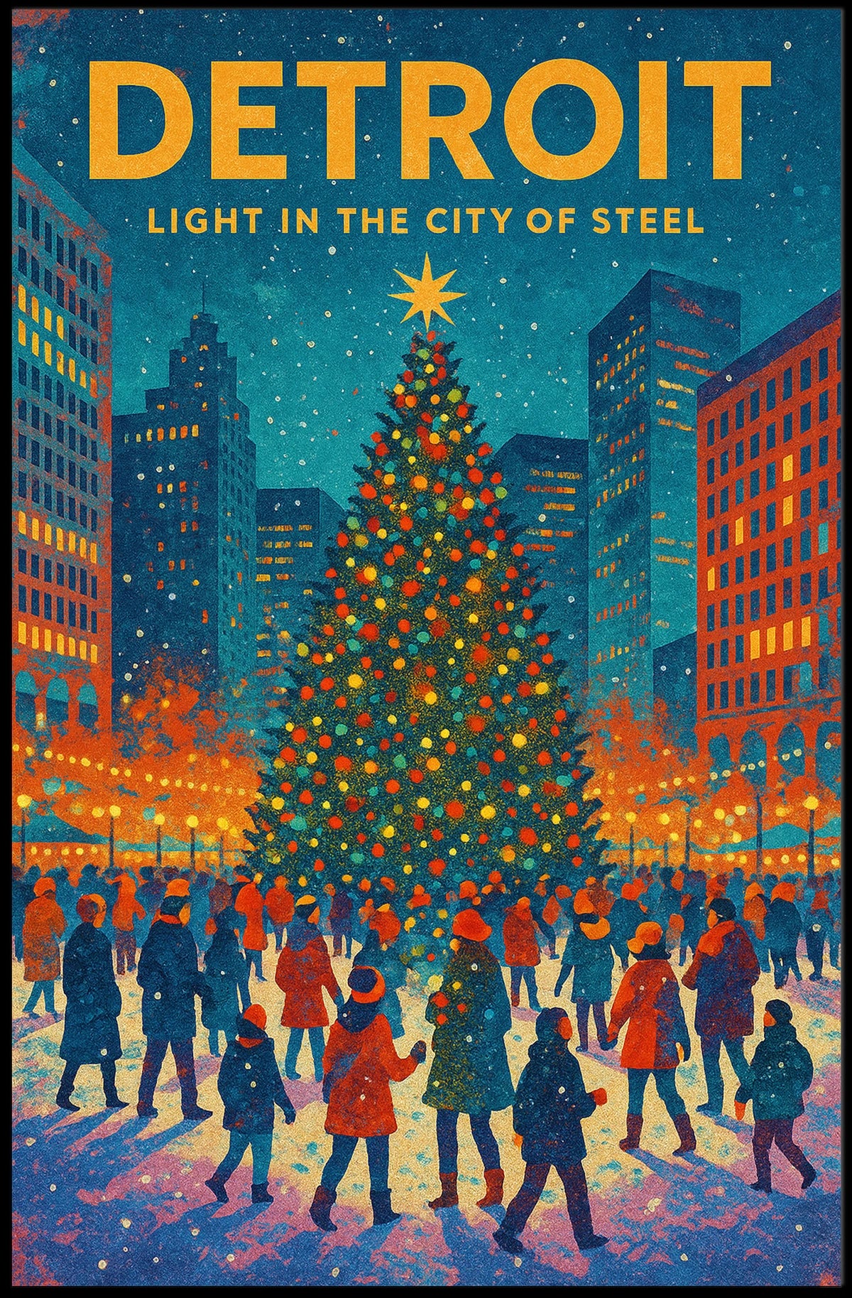 Detroit Light In The City Of Steel Poster