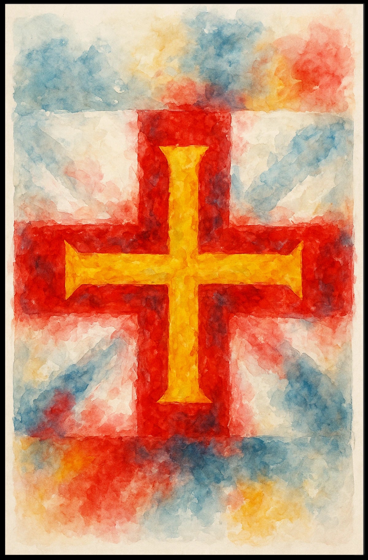 Abstract Cross in Watercolor Poster