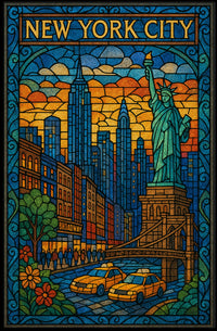 New York City Stained Glass Art Poster Modern Wall Art
