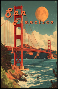 Golden Gate Bridge Retro San Francisco Travel Poster