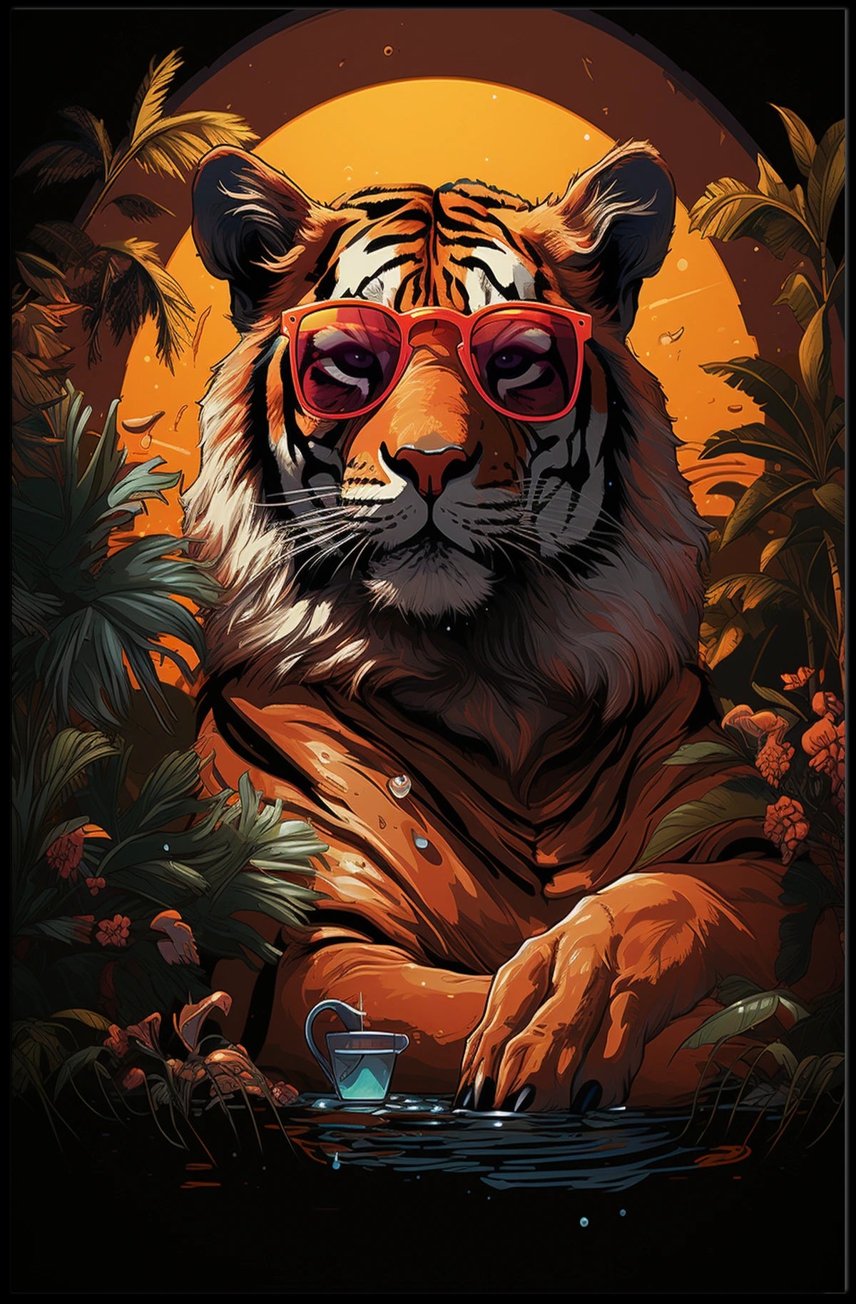 Exotic Tiger in Sunglasses Animal Poster