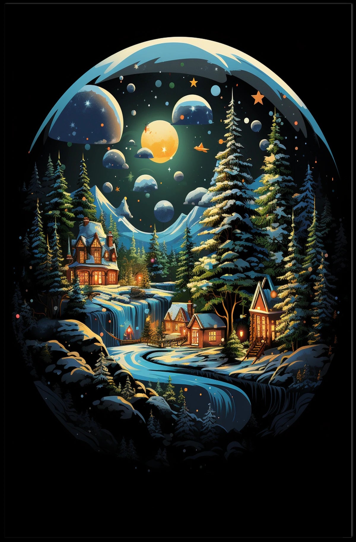 Whimsical Enchanting Winter Landscape in Fantasy or Mythology Poster