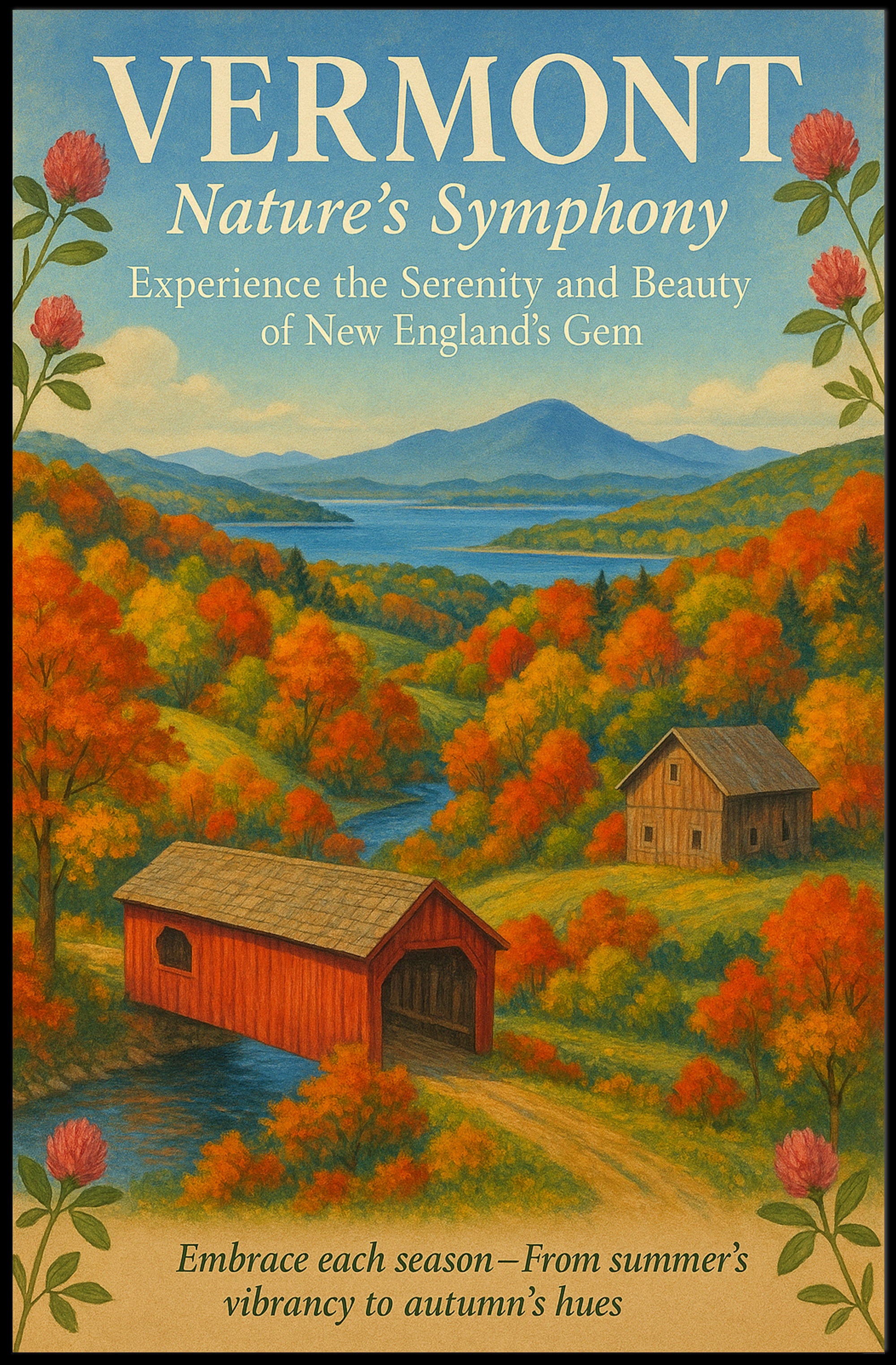 Vermont Scenic Nature Poster Wall Art Print