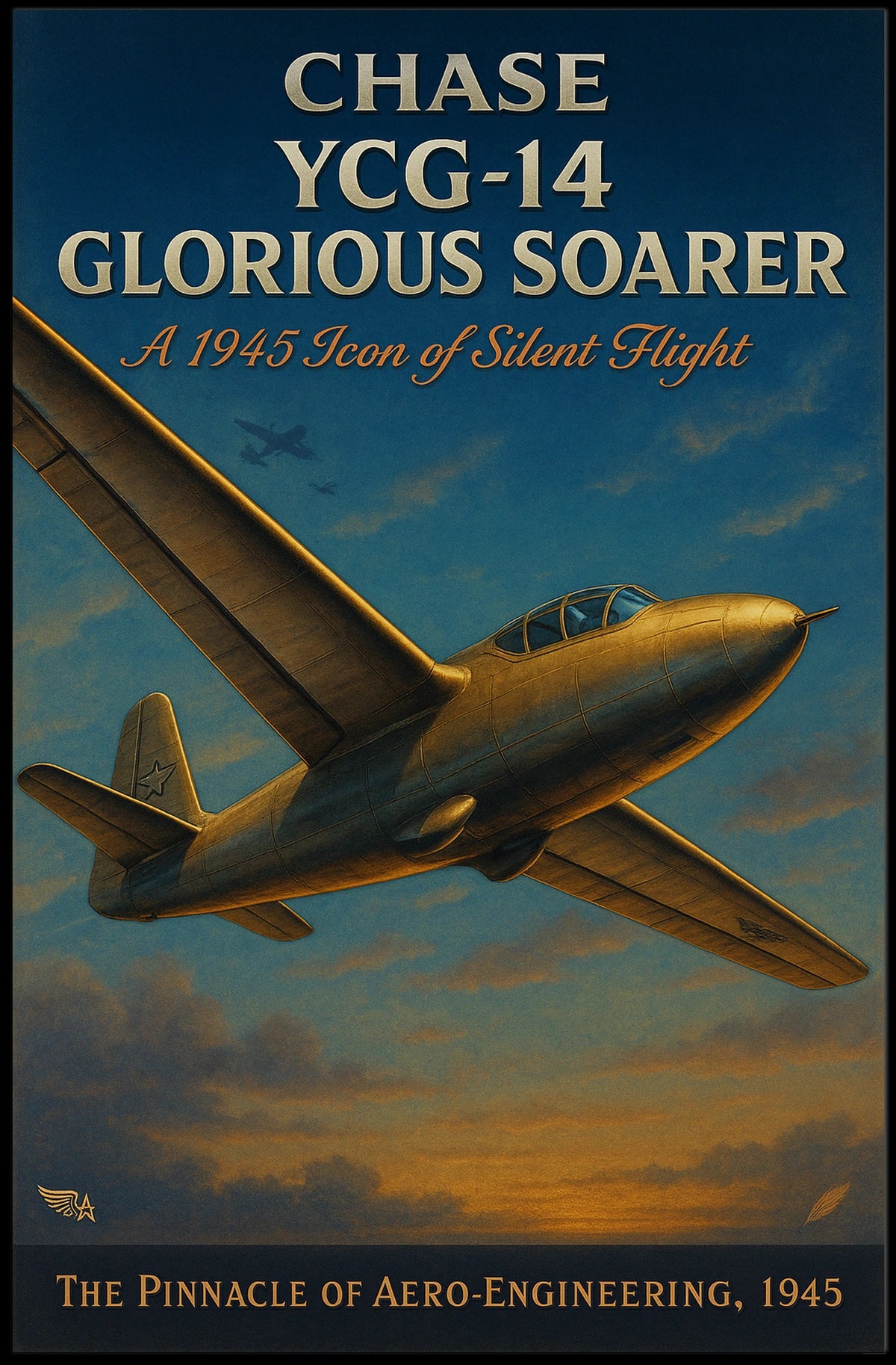 Chase YCG-14 Glider Aviation Vintage Engineering Poster