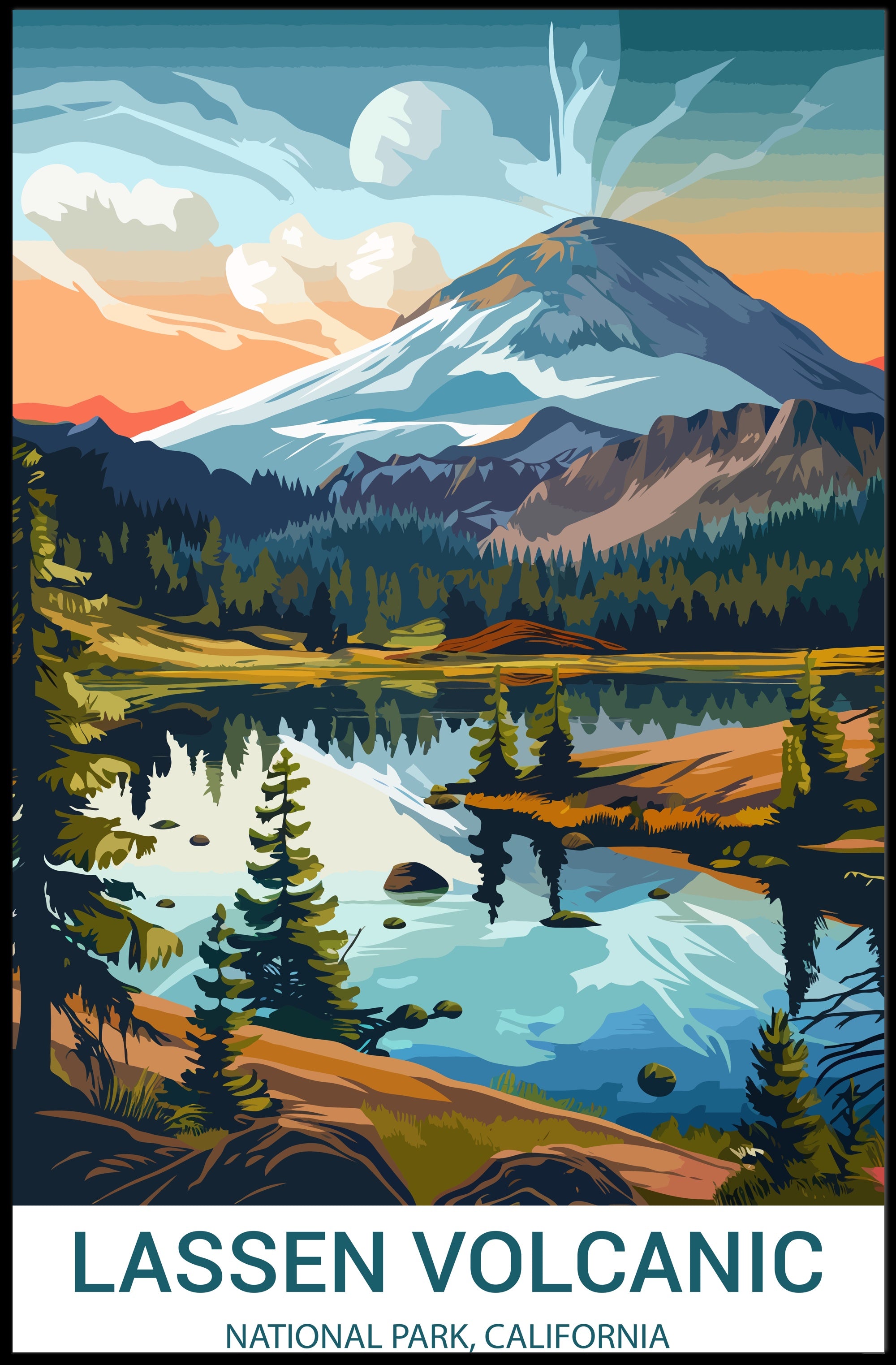 Lassen Volcanic National Park Vintage Travel Poster