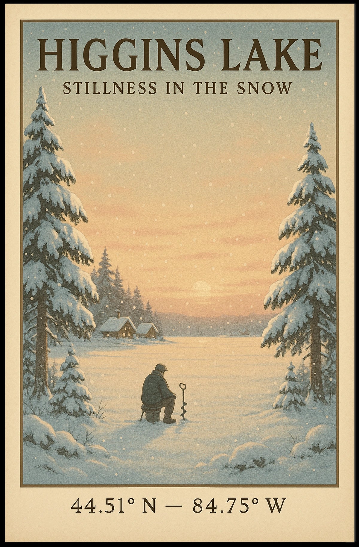 Higgins Lake Stillness in the Snow Poster
