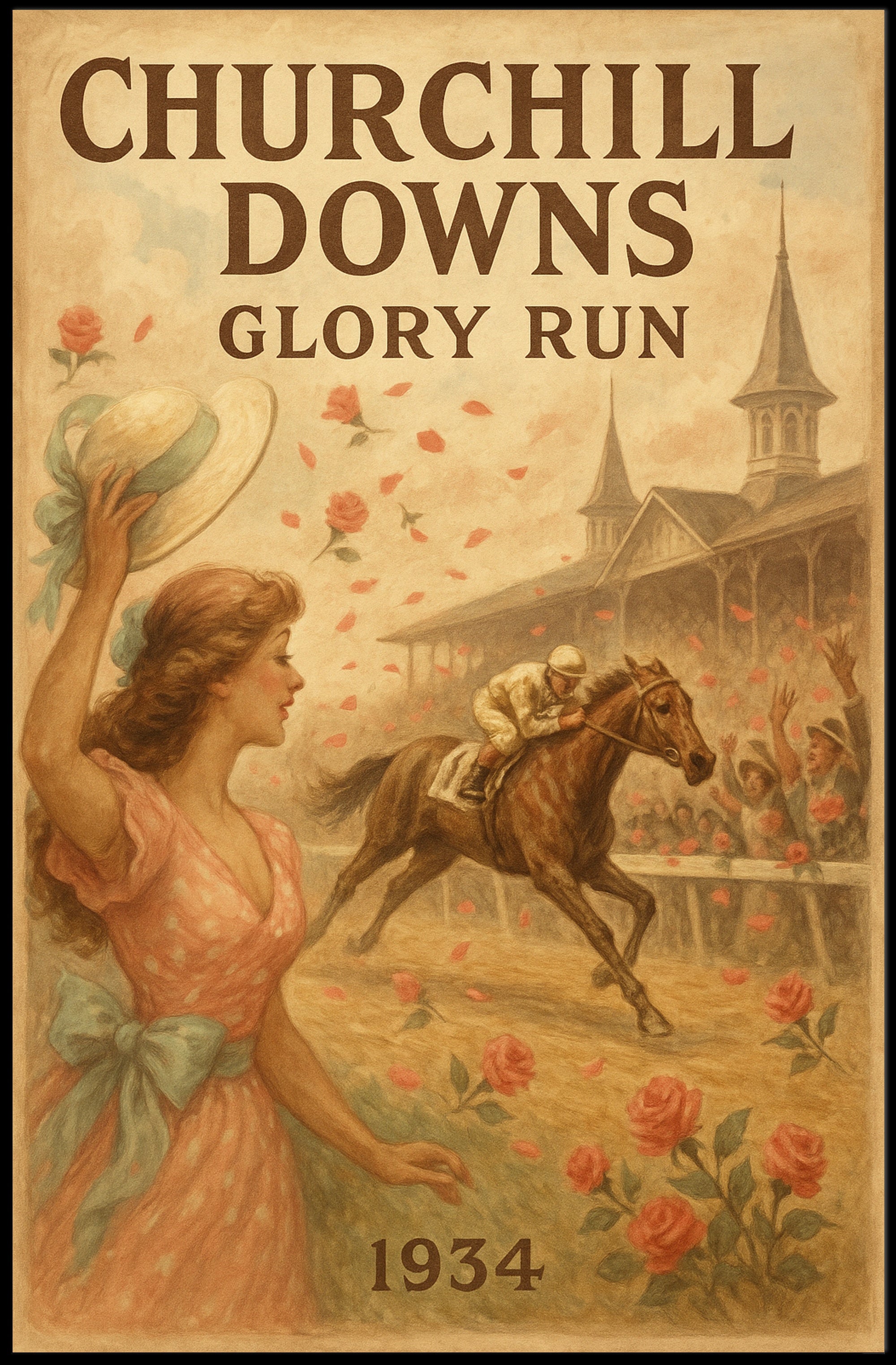 Churchill Downs 1934 Horse Racing Sports Poster